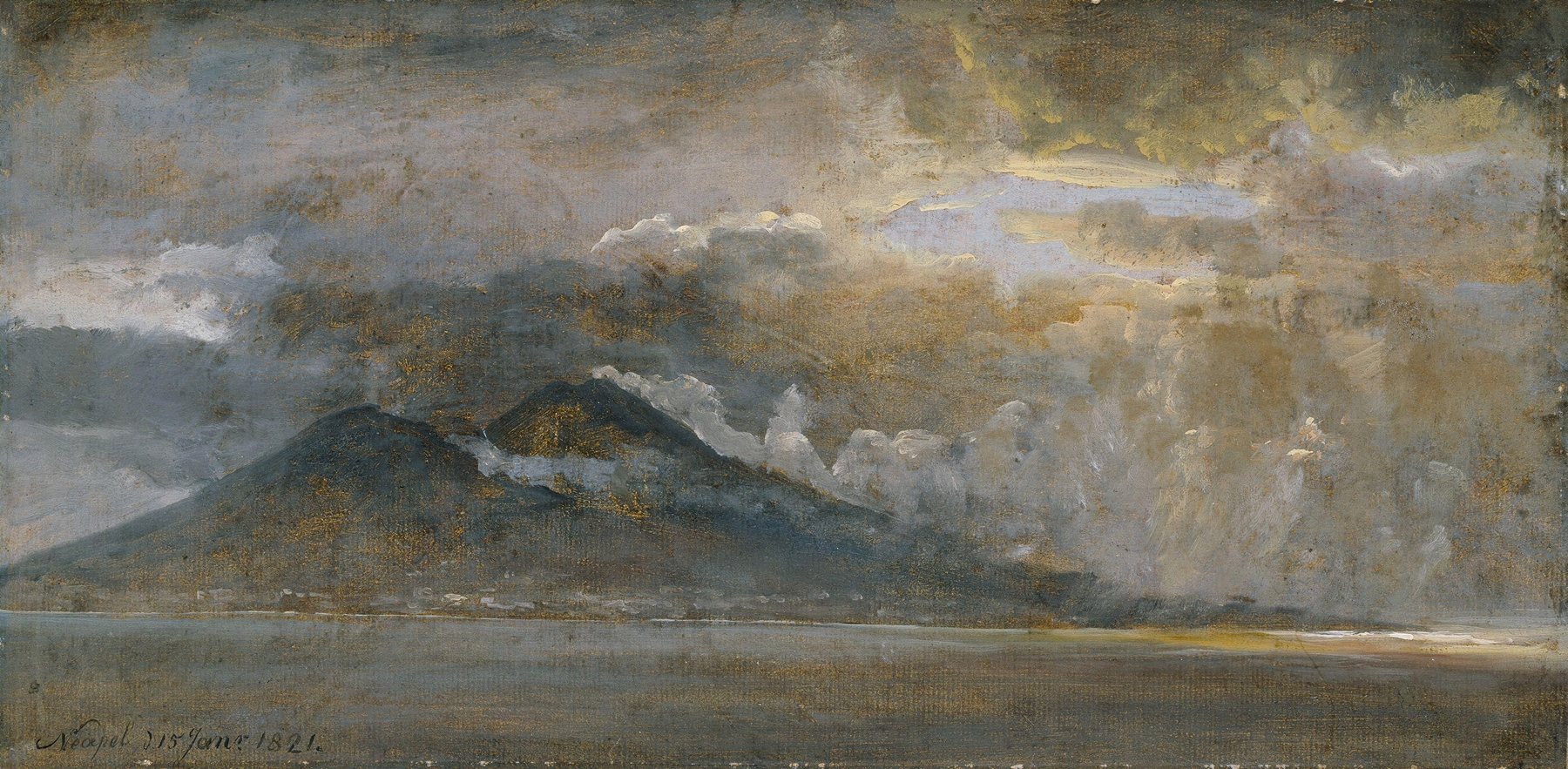 Landscape of The Bay of Naples with Vesuvius, oil painting by Johan Christian Dahl