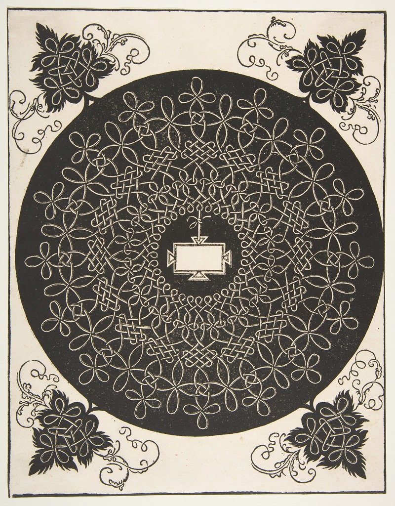 This artwork features intricate designs and a central panel.