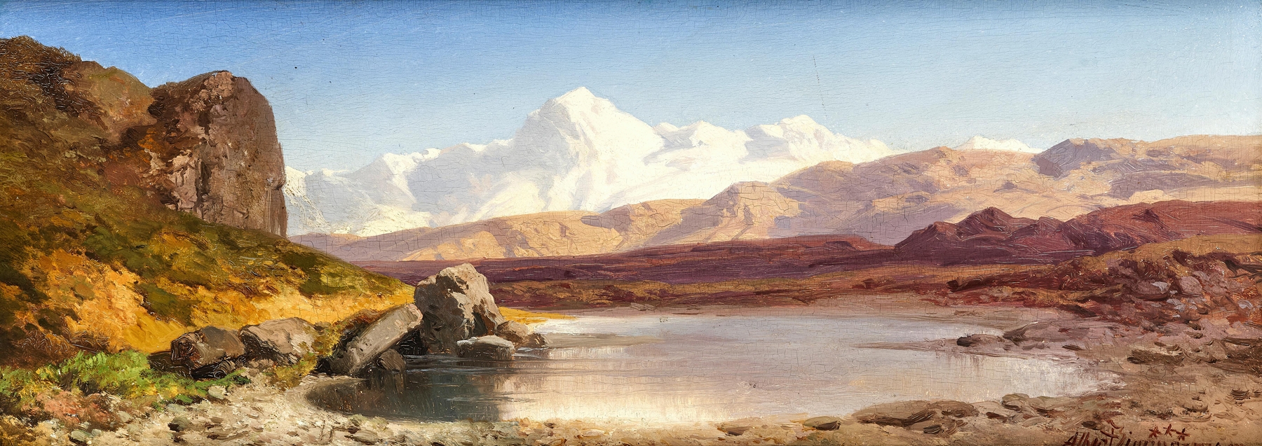 Lake in the Alps reflecting the Monte Rosa chain by Albert Zimmermann, unknown medium