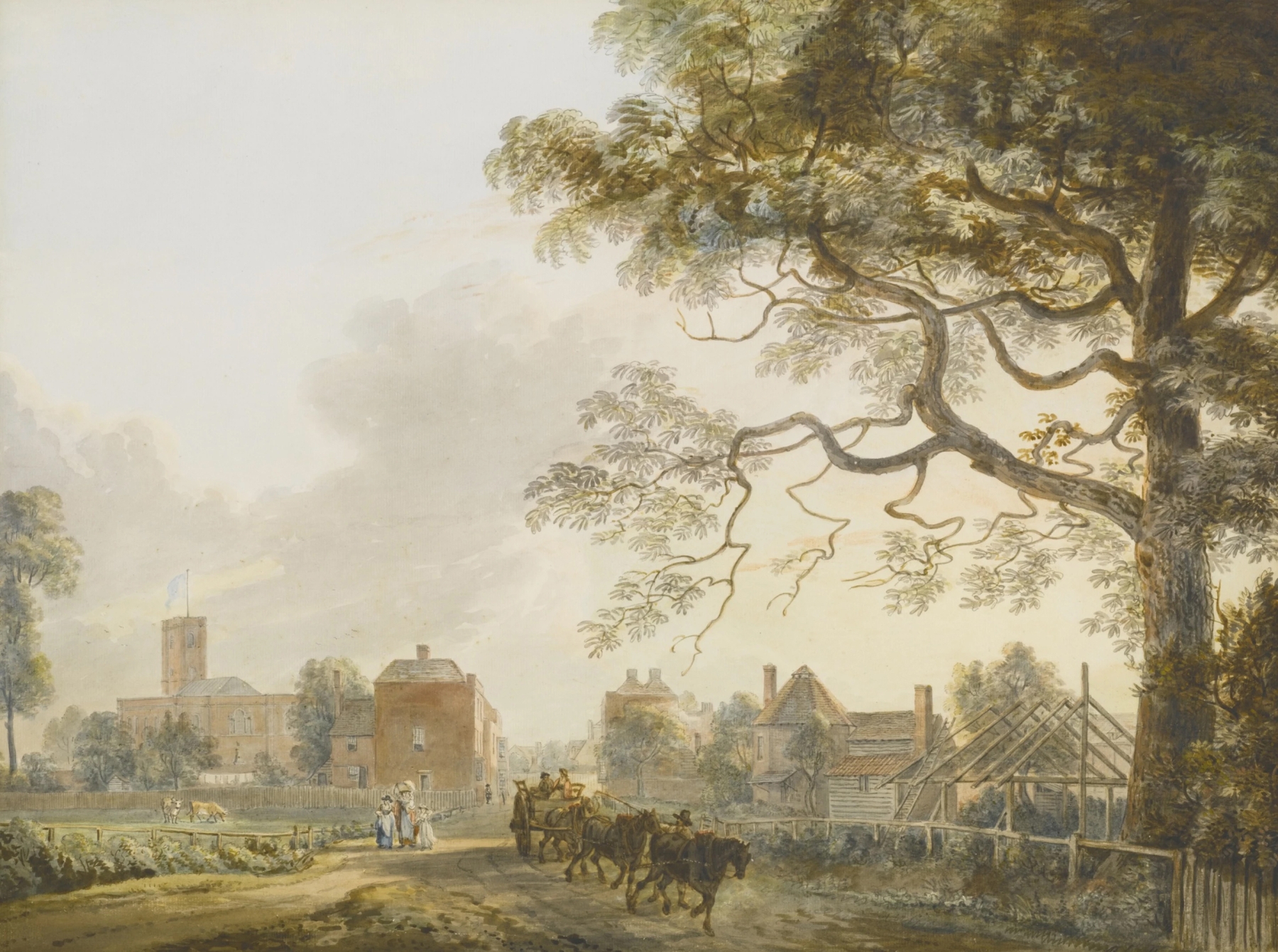 Woolwich by Paul Sandby, watercolor on paper depicting a serene river landscape