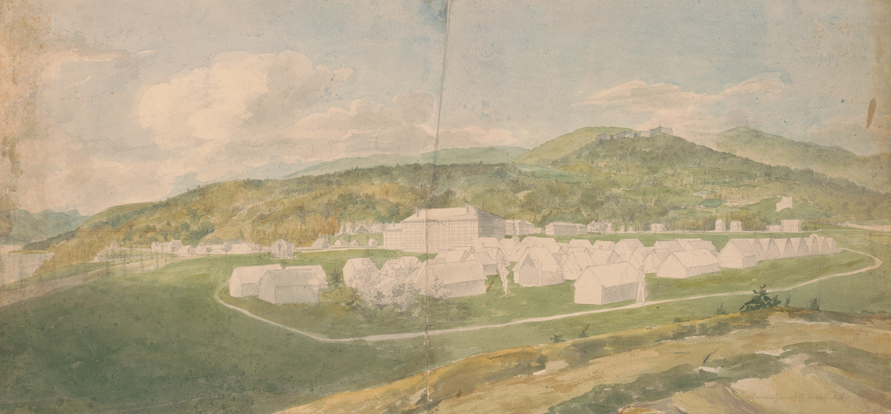 Encampment at West Point, by John Rubens Smith, public domain