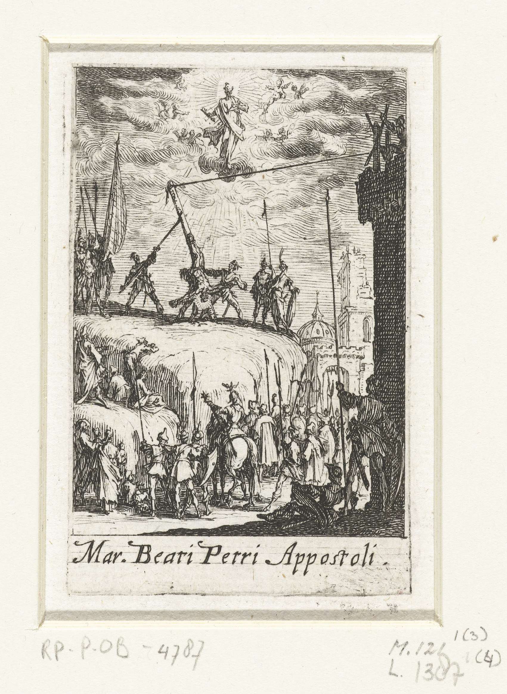 Het martelaarschap van Petrus, by Jacques Callot, public domain