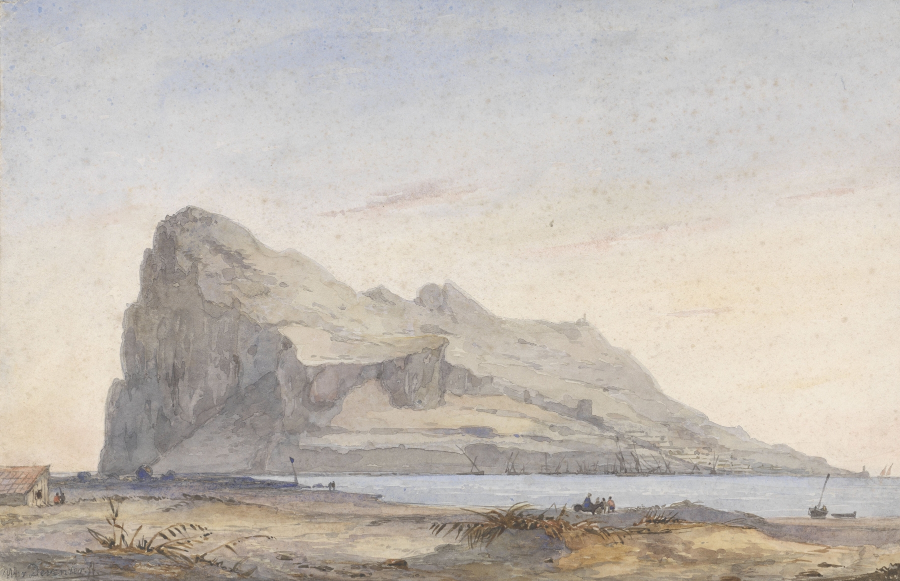 Rots van Gibraltar by Willem Anthonie van Deventer, oil painting depicting cliffs and ocean.