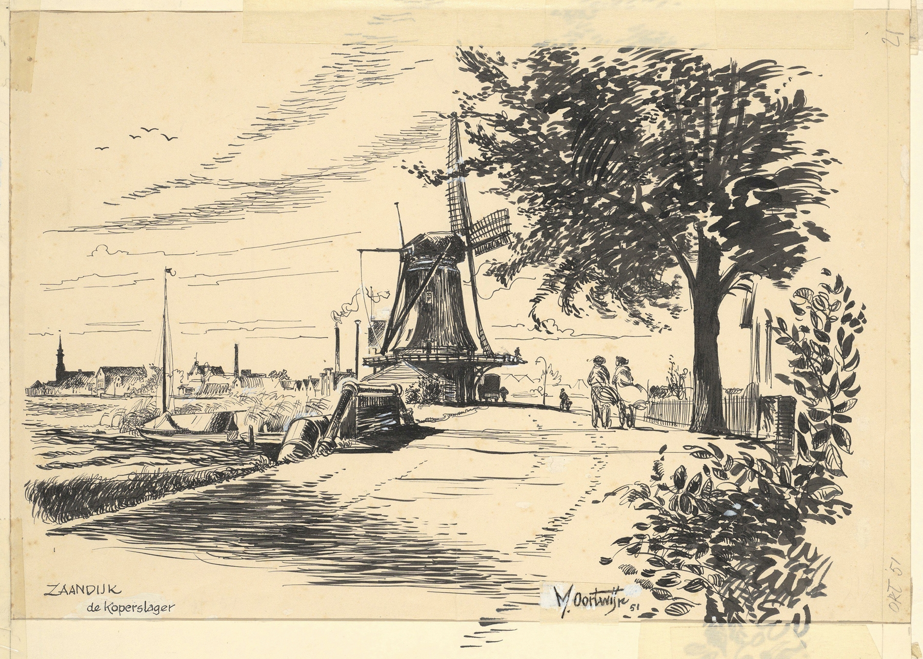 Landscape featuring windmill De Koperslager by Maarten Oortwijn, oil painting