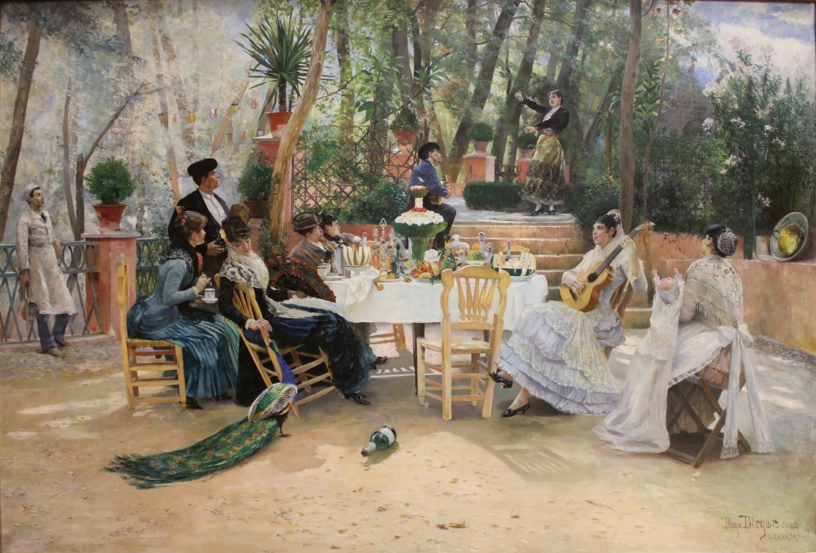 A lively depiction of Scandinavian artists enjoying lunch at Café Ledoyen in Paris.
