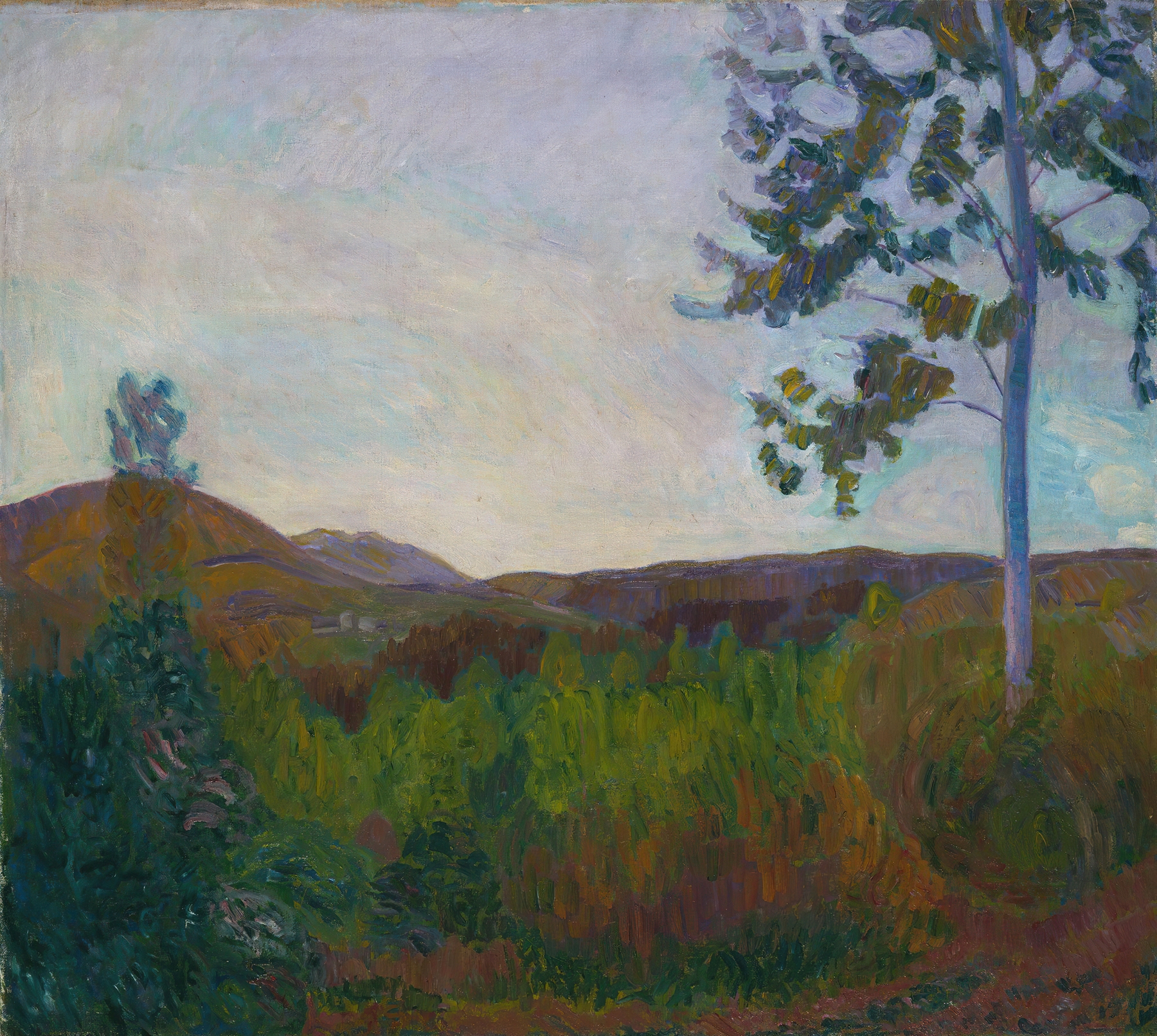 Landscape with hills and sky, oil painting by Thorvald Erichsen