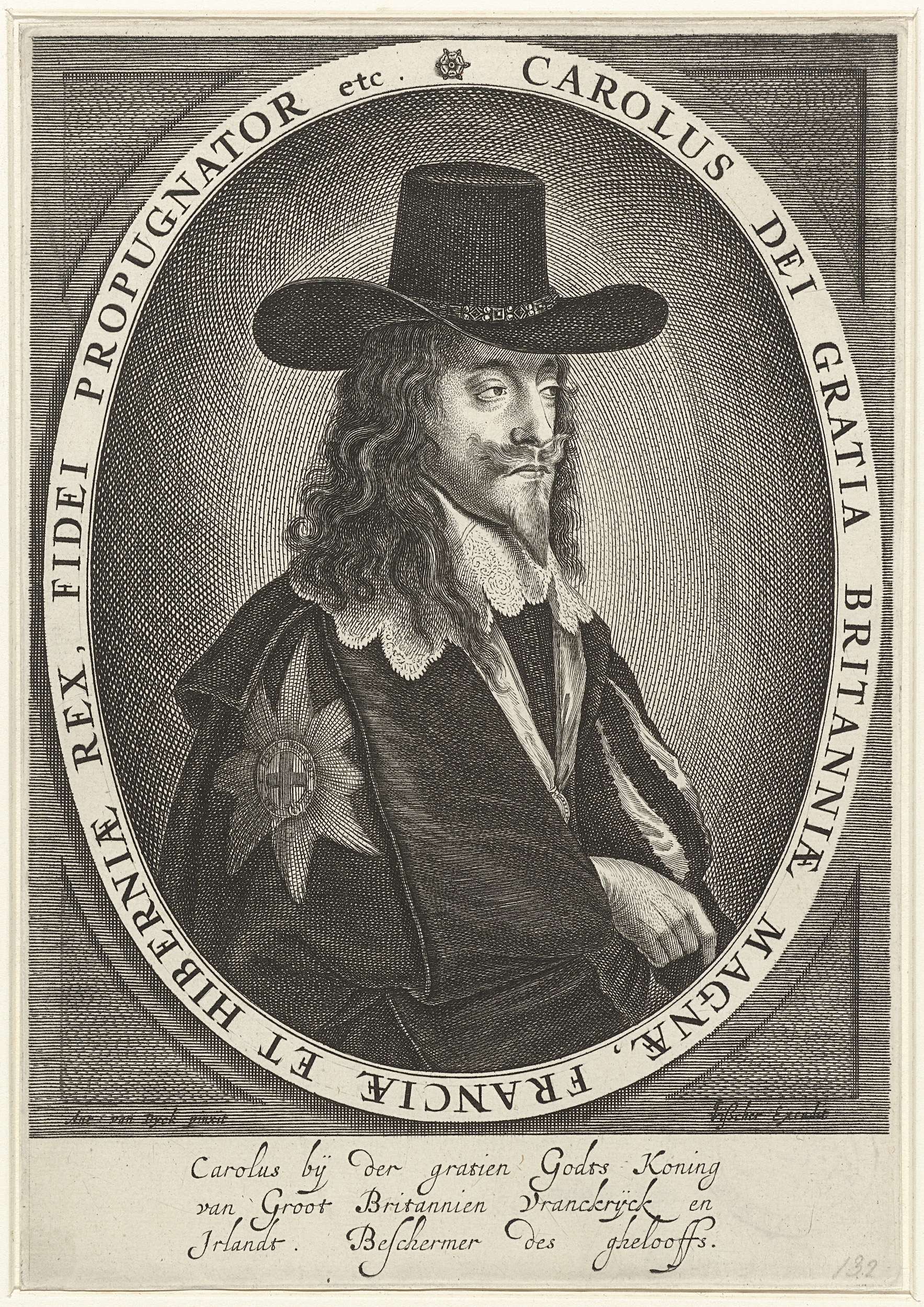 Engraving of a regal king in rich fabric by Unknown Artist