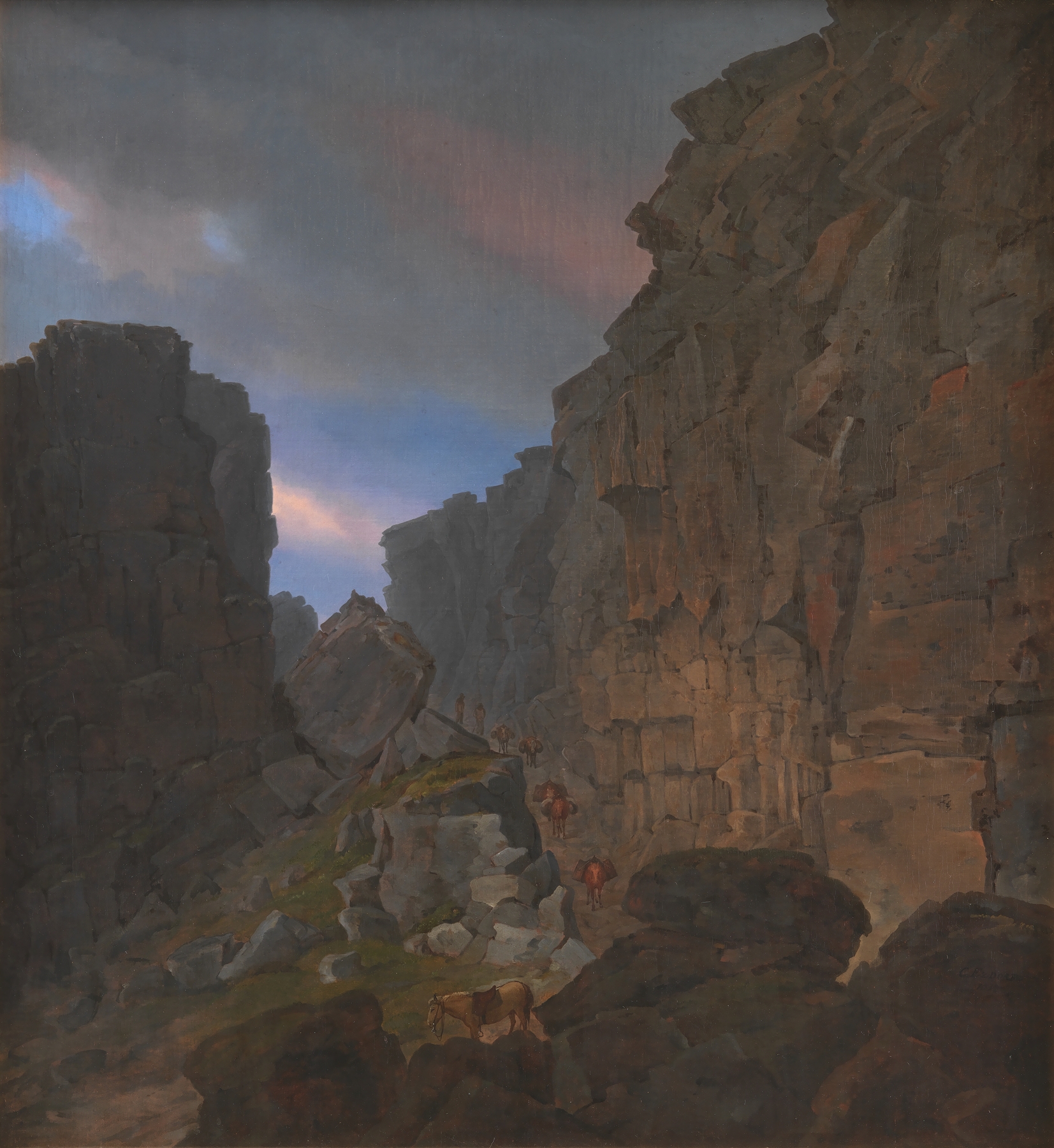 Landscape with a lake and mountains, oil painting by Christian Ezdorf