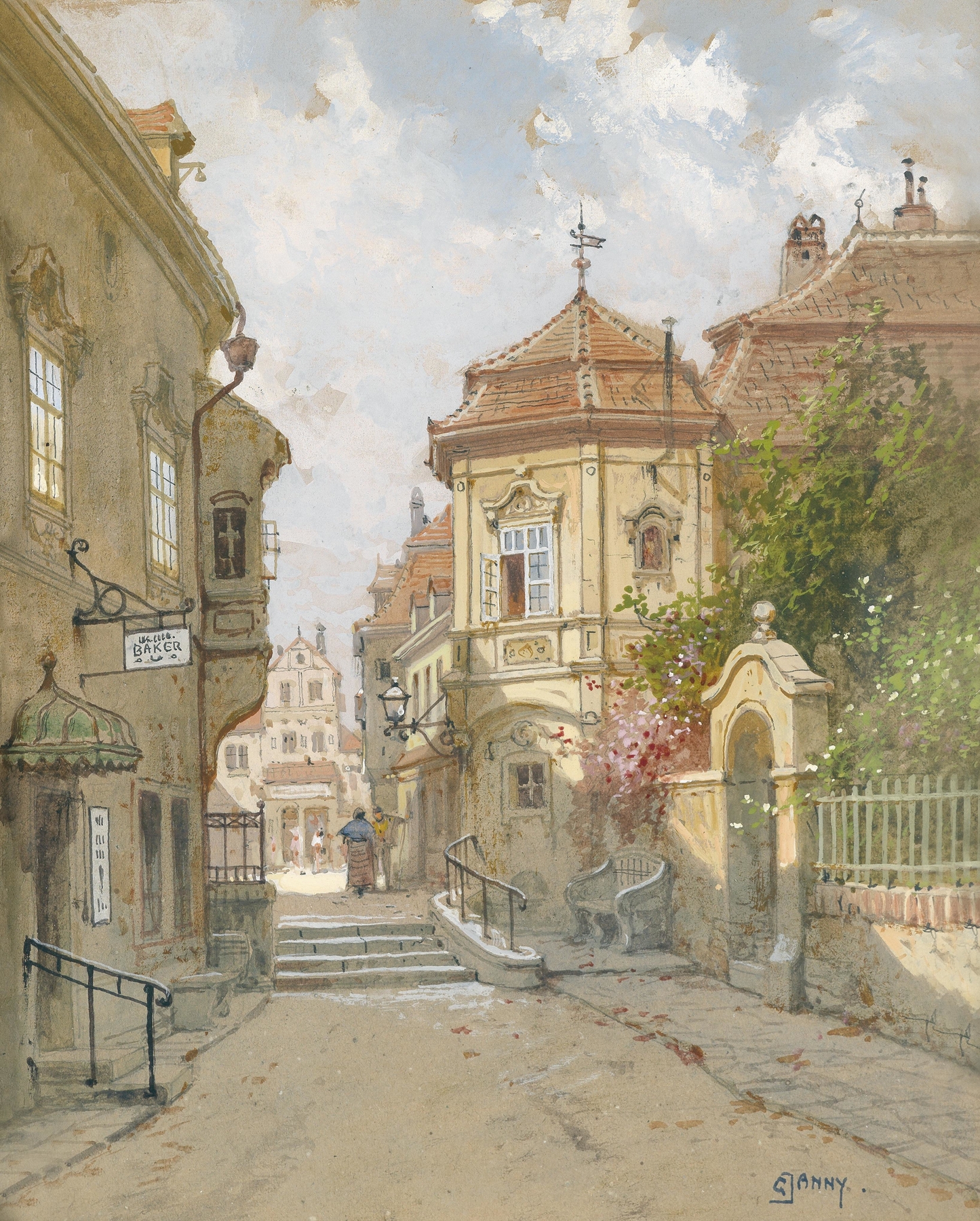 Kleines Stadtpalais by Georg Janny, oil on canvas, depicting a city palace with pastel hues