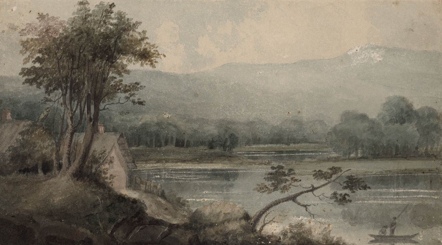 Figurative work by Henry Kirke Brown, 1842, depicting a tranquil figure among lush foliage.
