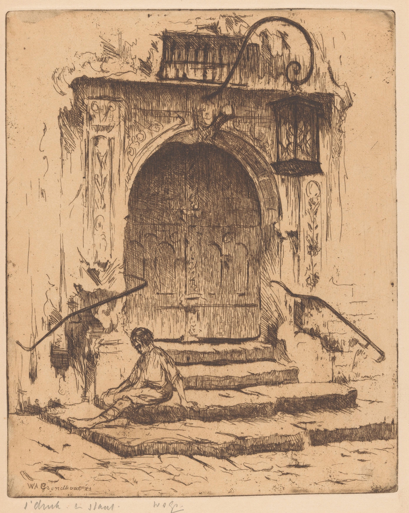 Architecture of Poort van het stadhuis in Rothenburg ob der Tauber, oil painting by Willem Adrianus Grondhout