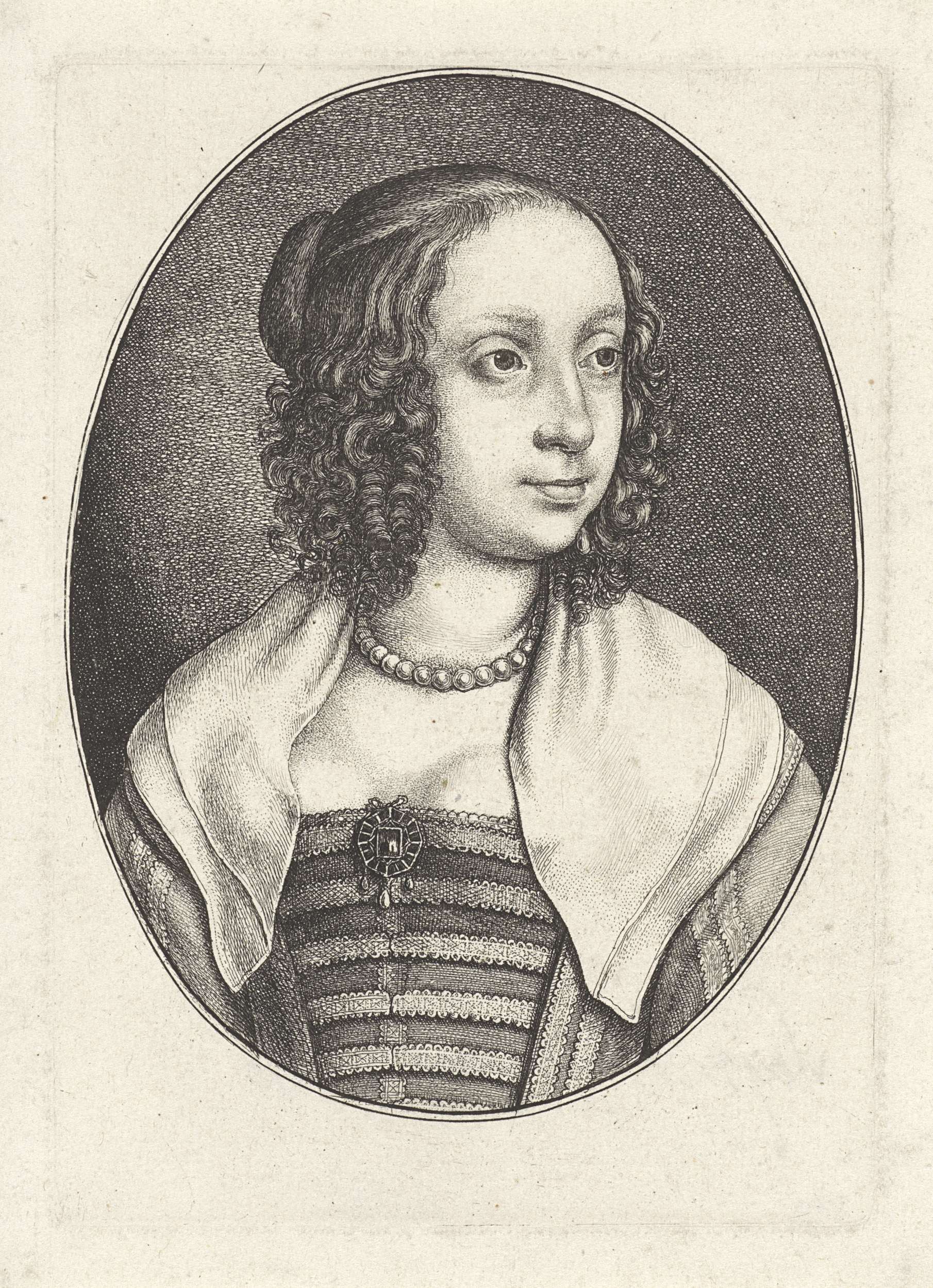 Etching of Catharina Howard, Queen of England, by Wenceslaus Hollar