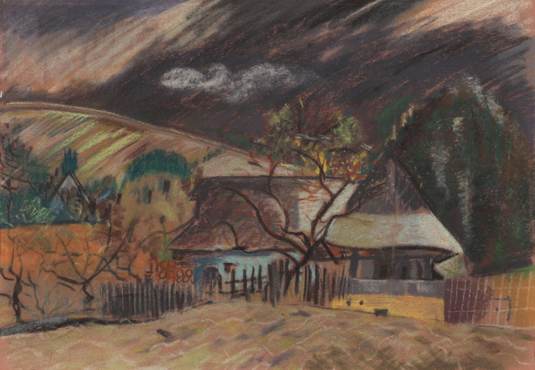 Lonely House by Arnold Peter Weisz-Kubínčan, oil on canvas, depicting a solitary house in muted colors.