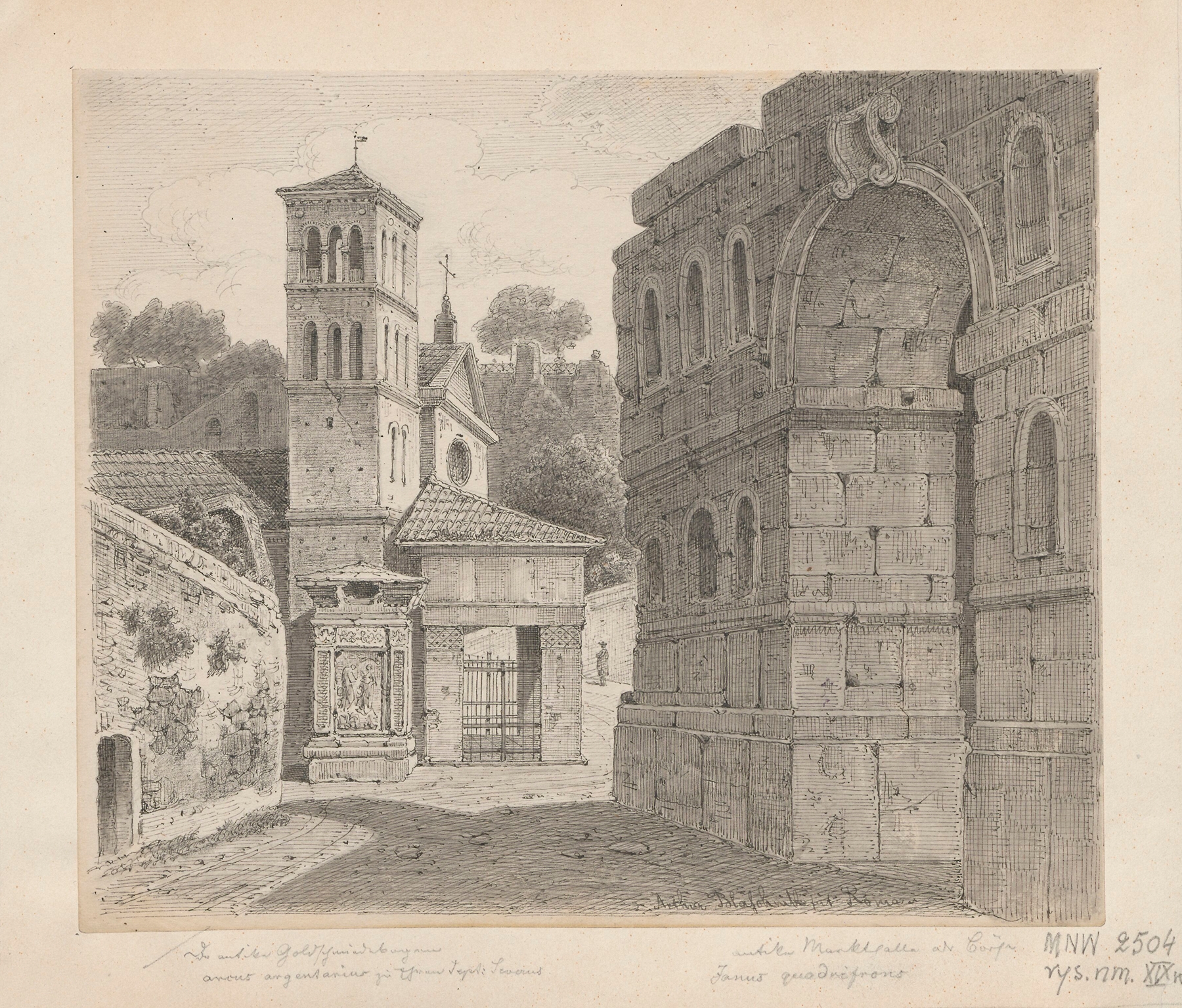 Arch of Janus, architecture by Arthur Blaschnik, oil painting