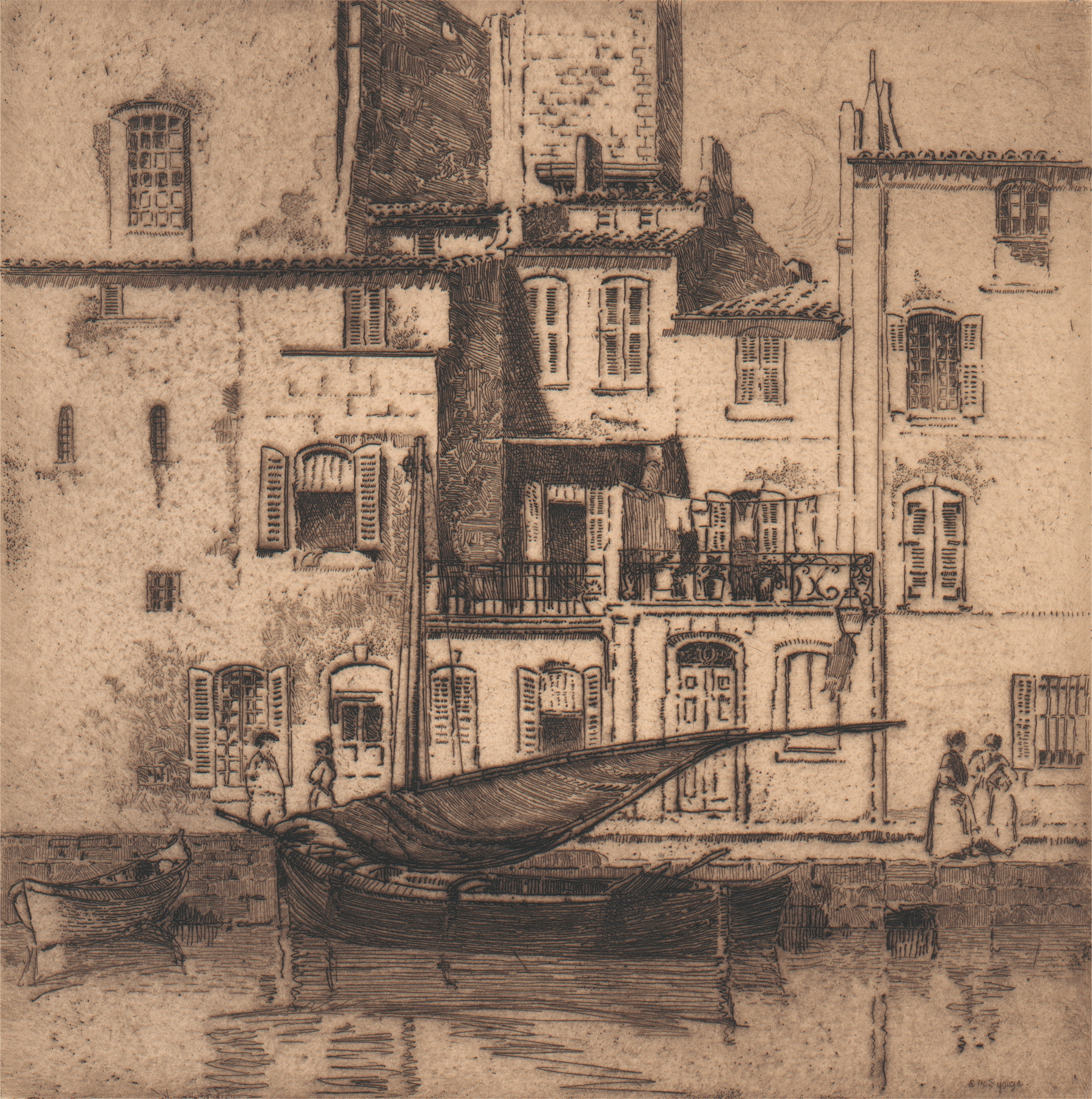 Landscape of Quai St. Sebastian, Martiques by Edward Millington Synge, oil on canvas