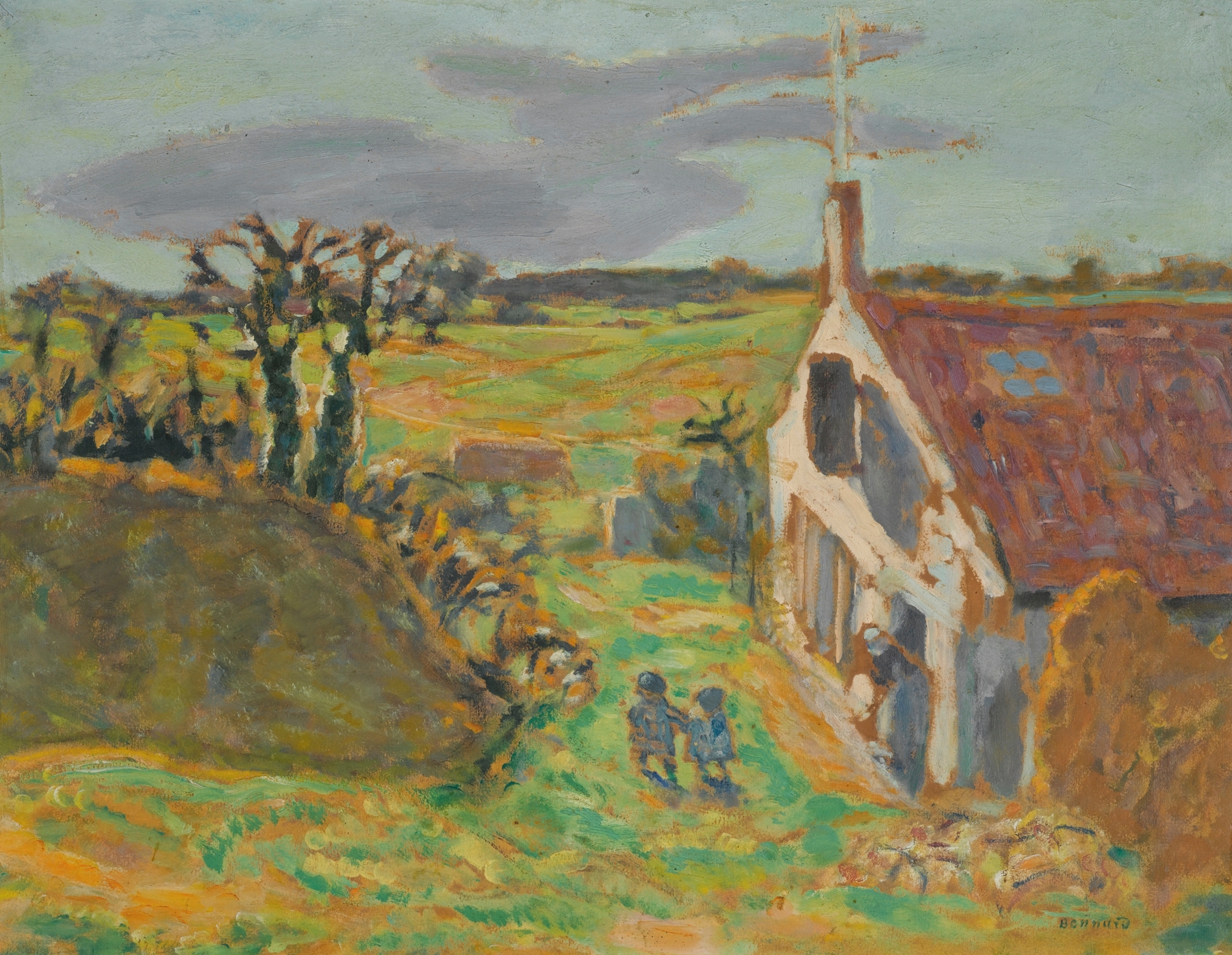 Les Deux Enfants, Vernouillet by Pierre Bonnard, oil on canvas depicting two children in warm sunlight