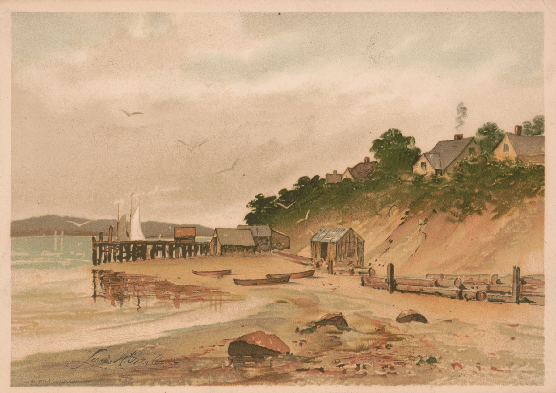 Coastal landscape depicting trees and clouds, oil painting by Louis Kinney Harlow