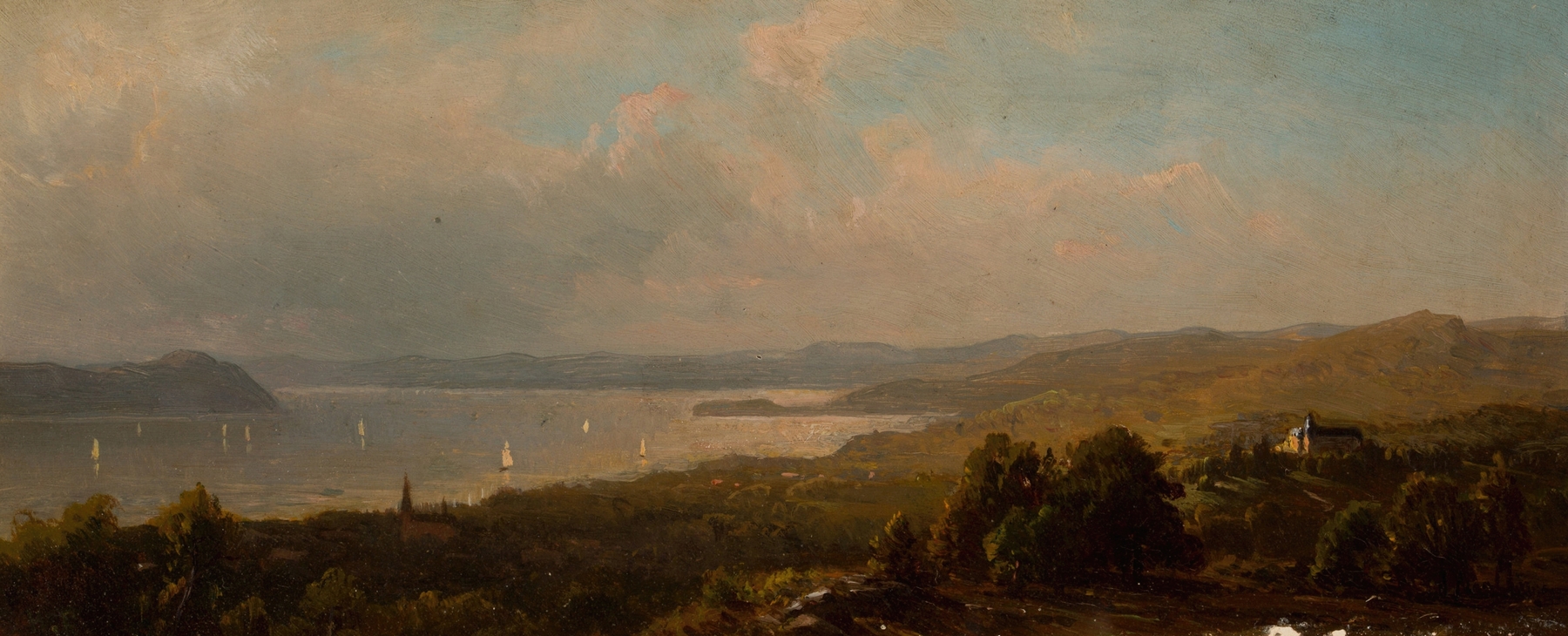 Landscape view featuring the Hudson River, Hermann Fuechsel, oil painting