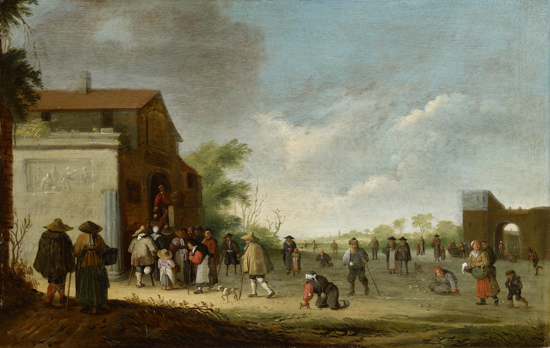 The Feeding of the Poor at the Staircase of the Cloisters, oil painting by Pieter de Bloot