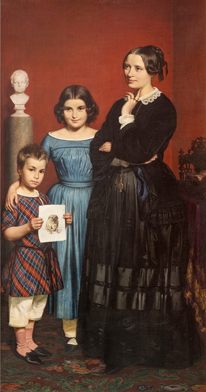 Portrait of a woman with children by Wilhelm Marstrand.