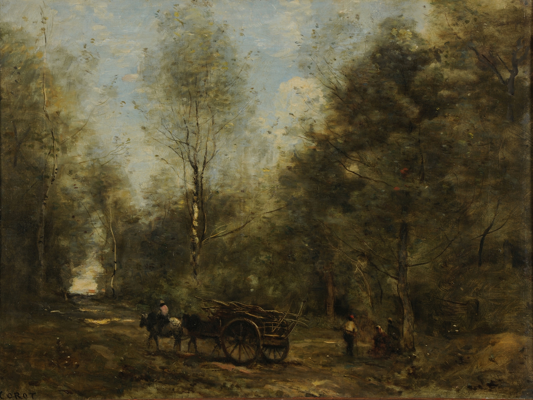 Forest path with dappled light, oil on canvas by Jean-Baptiste-Camille Corot
