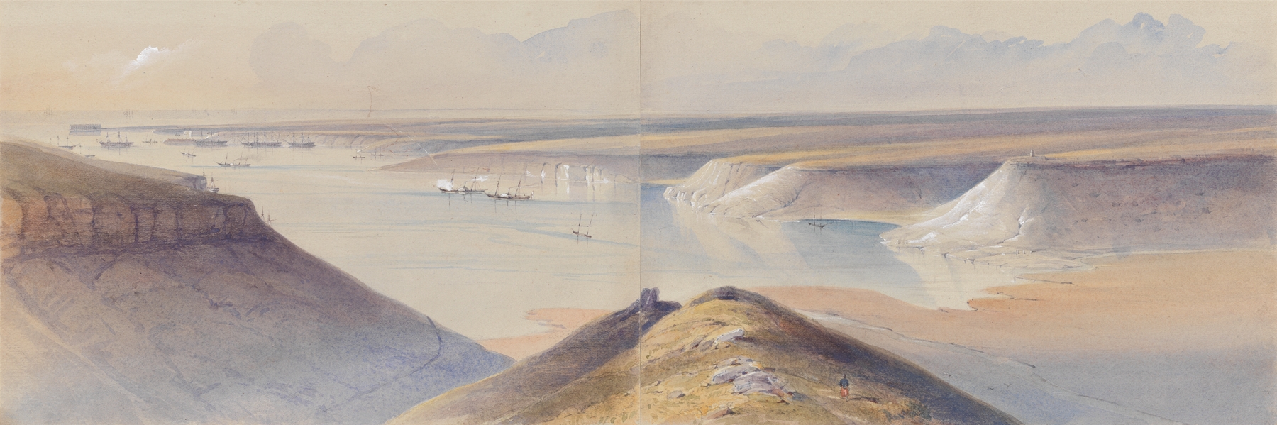 The Harbour of Sebastopol by Gaspard Le Marchant Tupper, oil on canvas depicting a serene marine landscape.