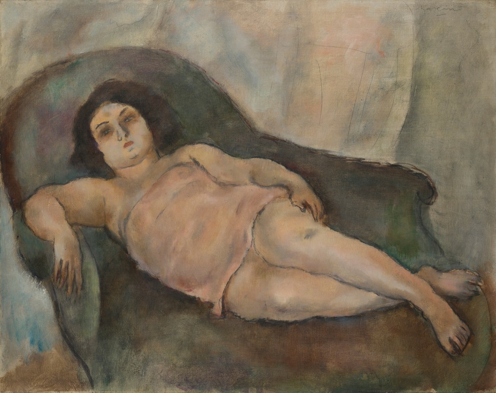 A portrait of a woman in a pink shirt by Jules Pascin.