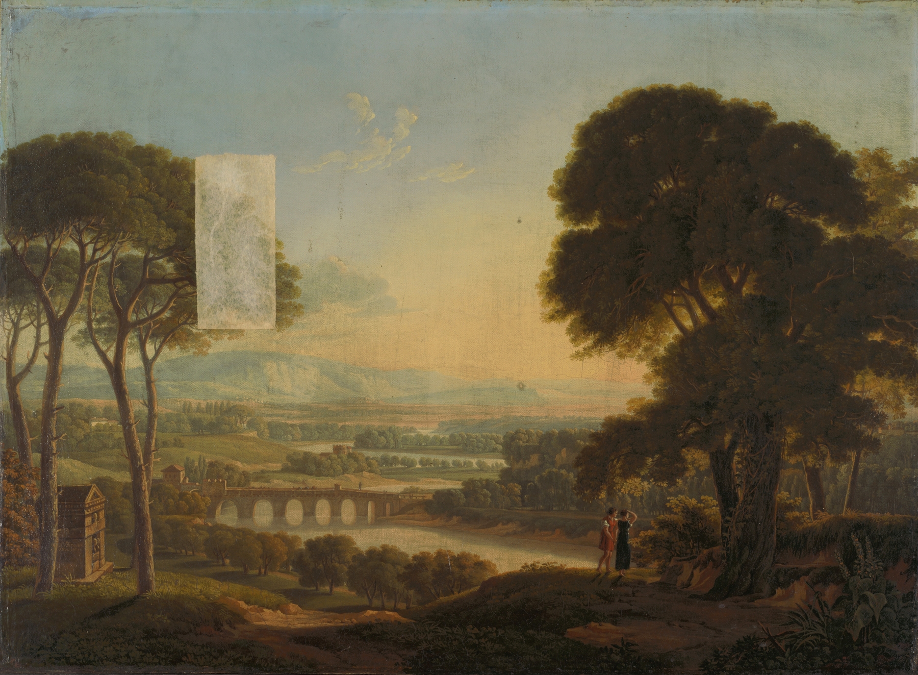 Italian Landscape by Peter Birmann, depicting lush greenery and hills, oil painting.