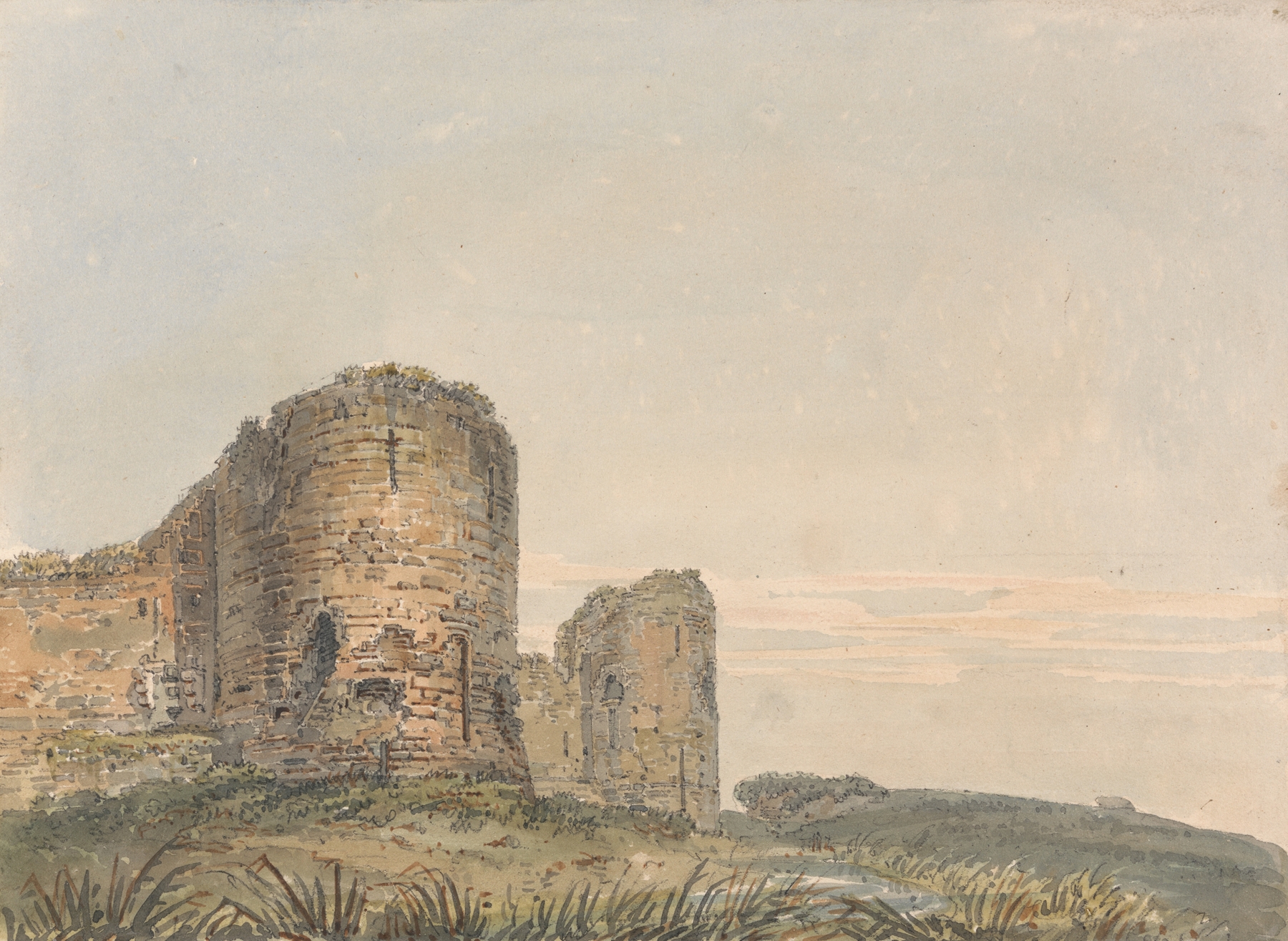 Pevensey Castle, Sussex, by Thomas Girtin, public domain
