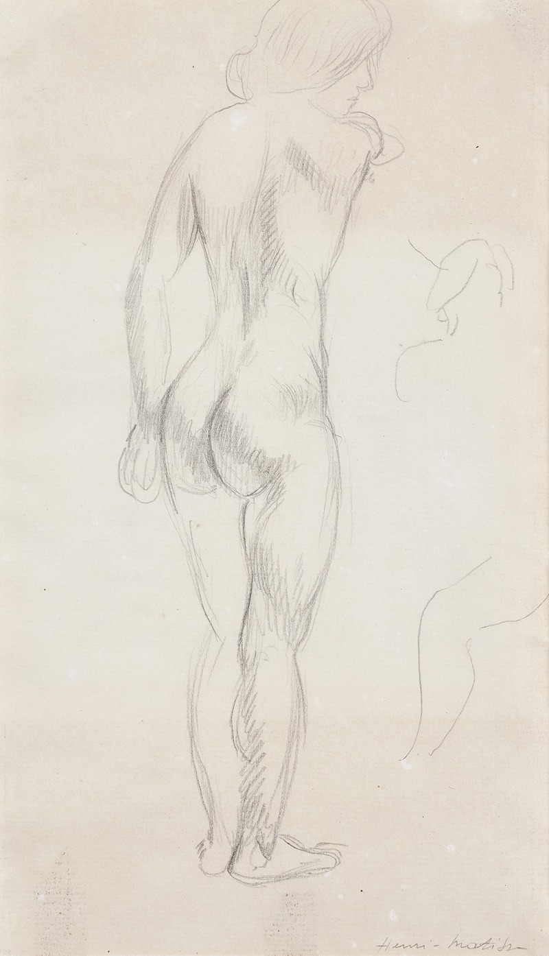 Henri Matisse's painting features a nude figure in a standing pose.