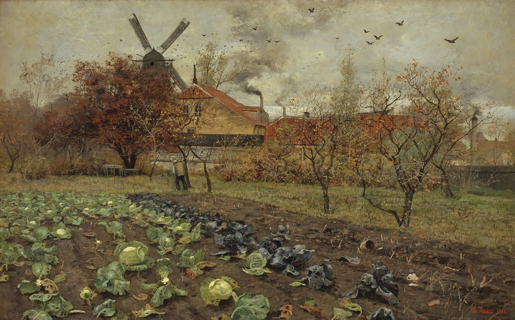 View of Amerikavej in Copenhagen by Frits Thaulow, oil on canvas showing sunlight through trees.