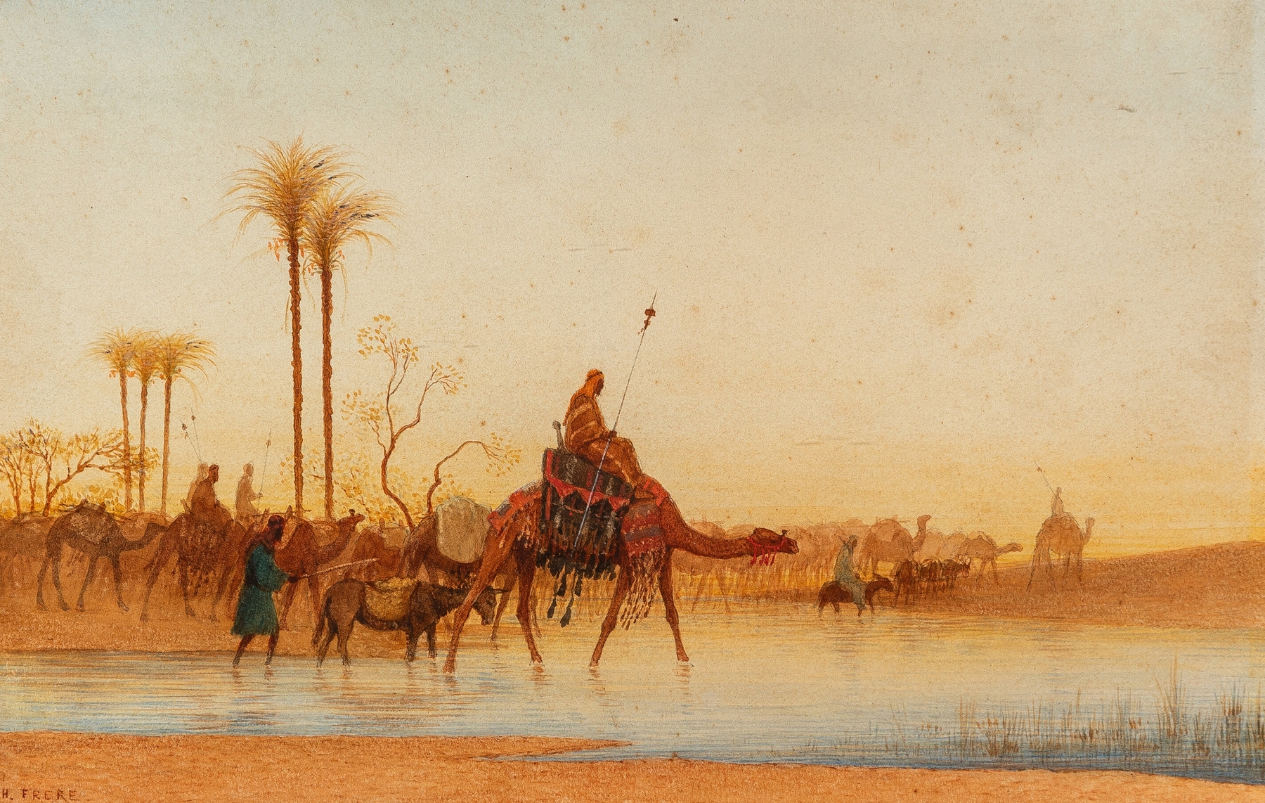 Arrival of the caravan, by Charles Théodore Frère, public domain