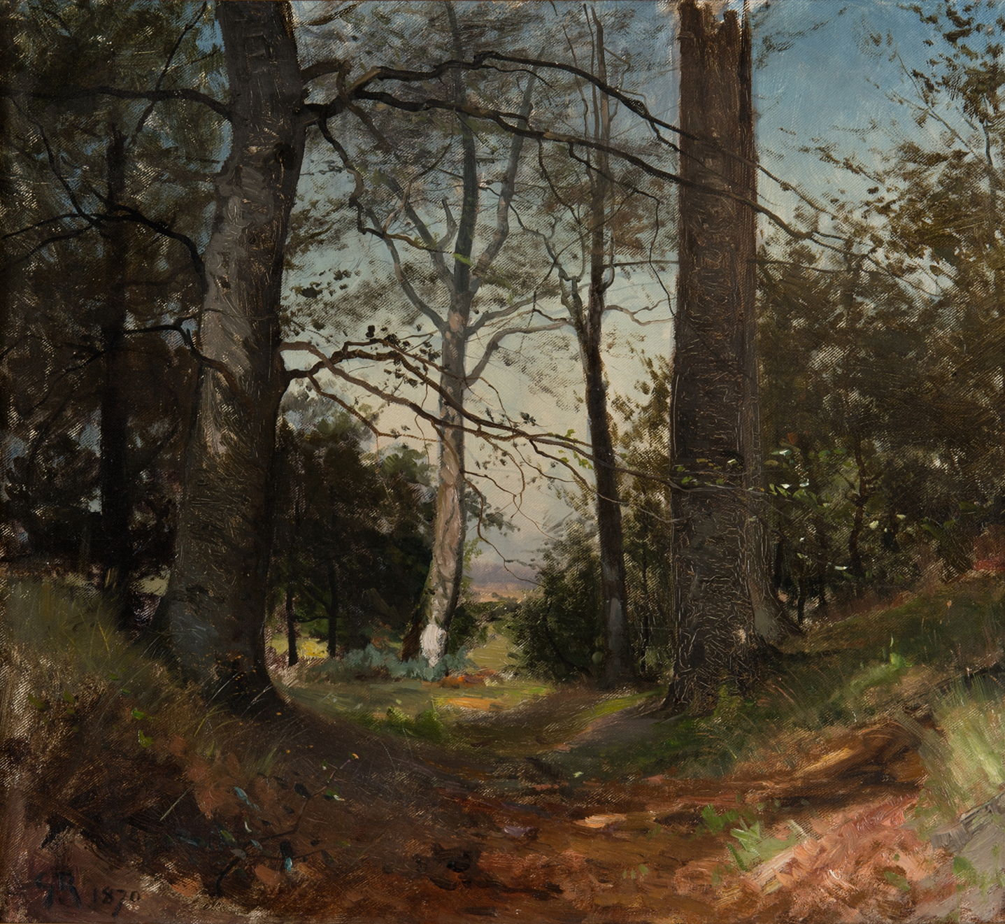 Forest scene with trees, oil painting by Gustaf Rydberg