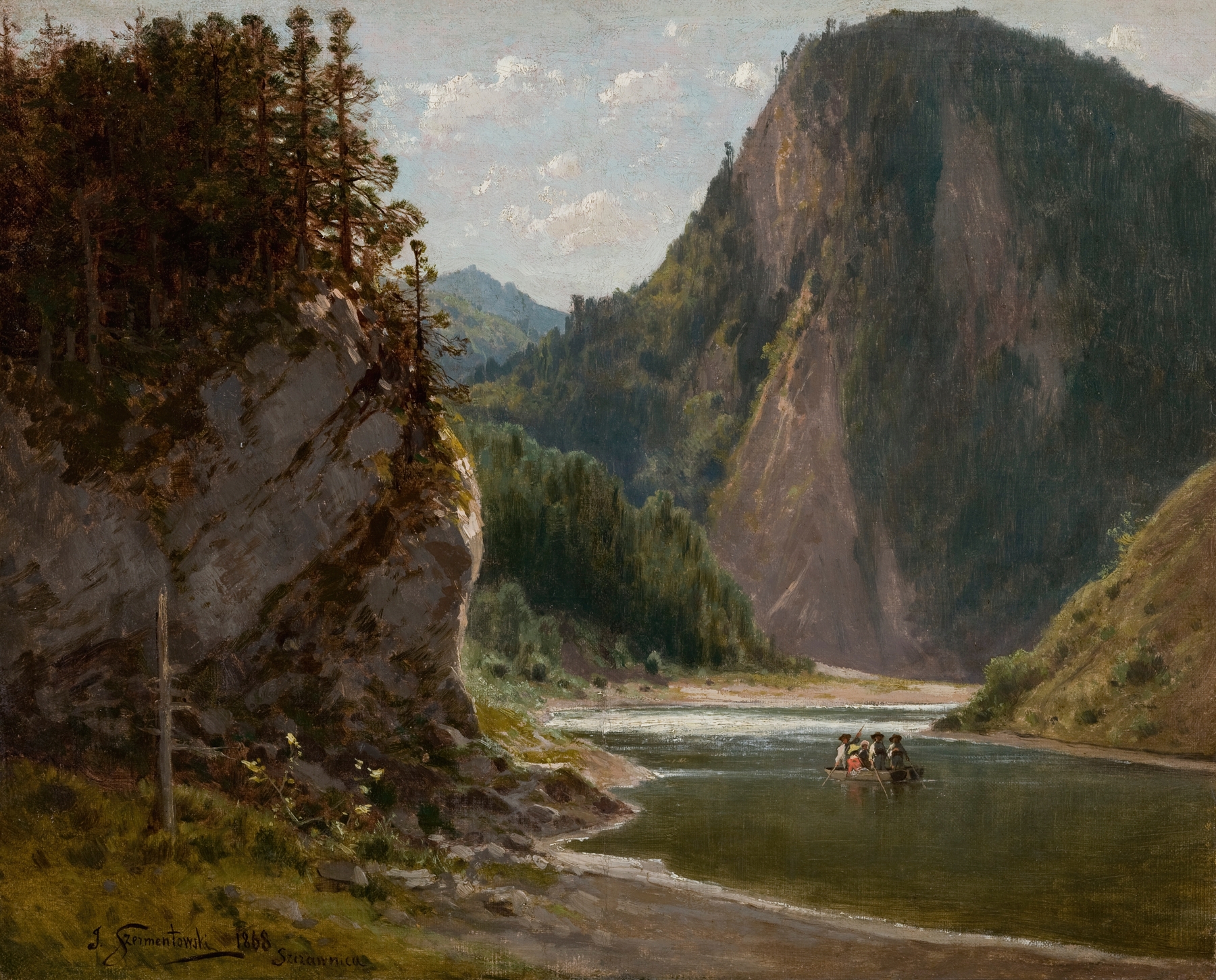 The Dunajec River in the Pieniny Mountains, oil on canvas by Józef Szermentowski