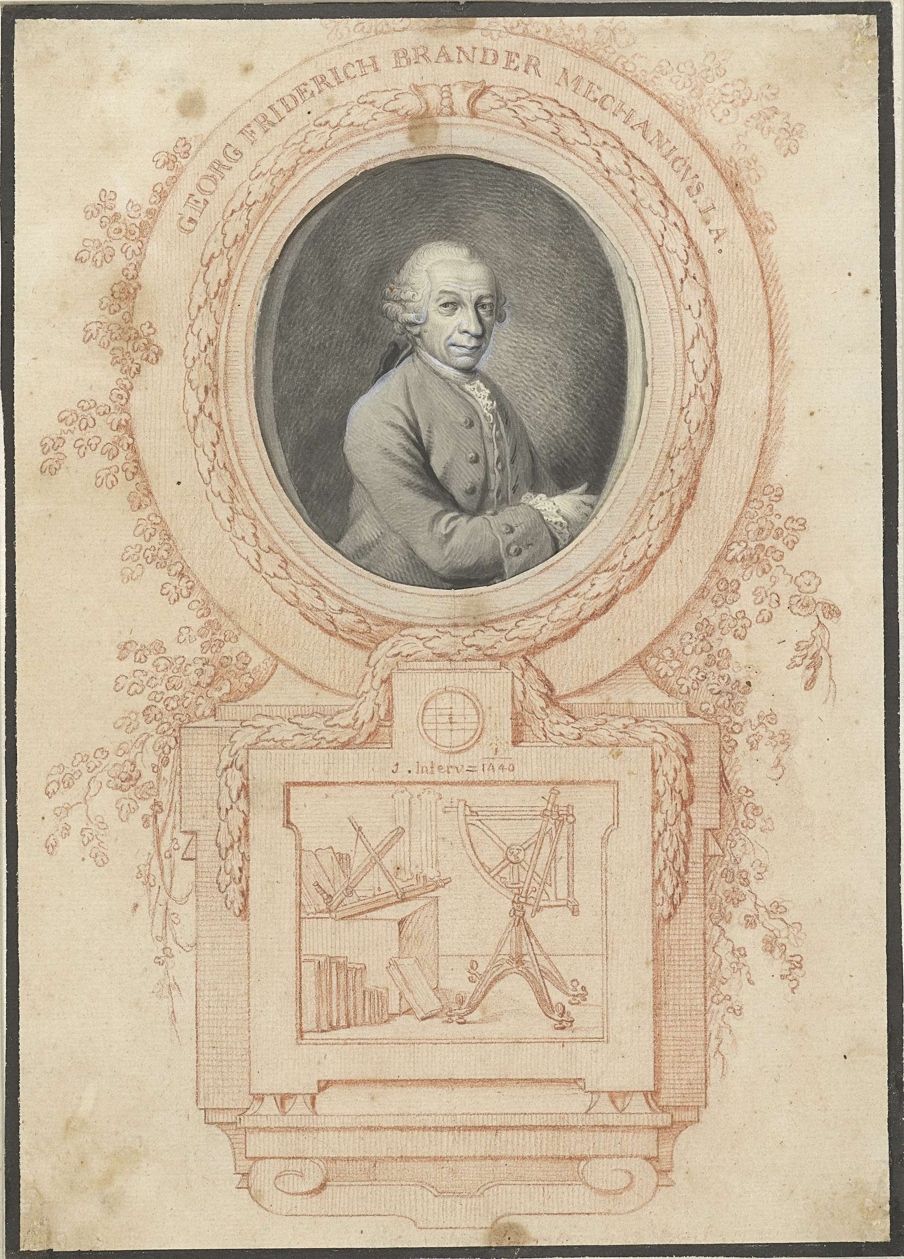 Portret van Georg Friedrich Brander, by Johann Esaias Nilson, public domain