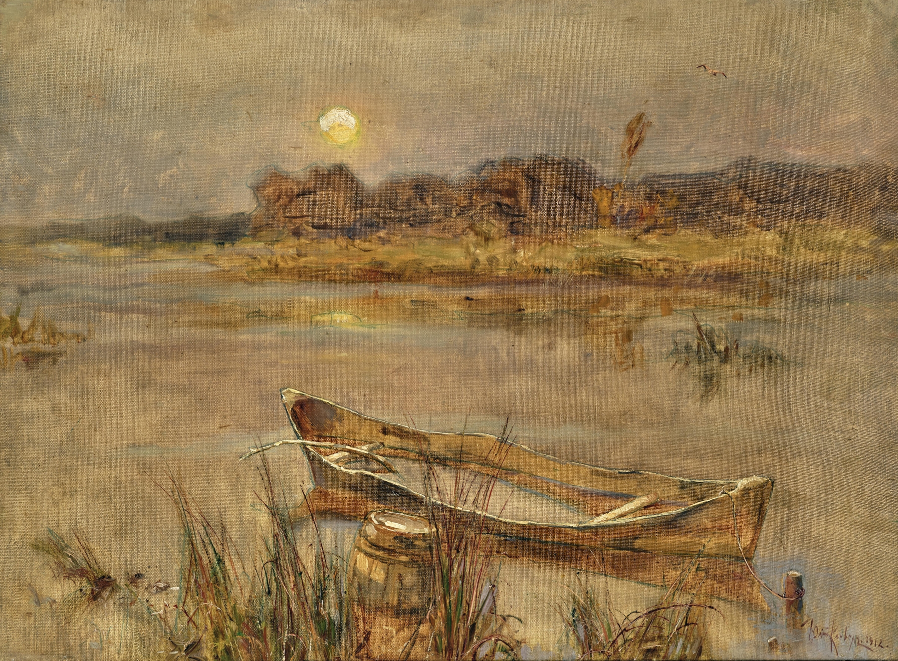 A River Landscape with a Boat, by Julius Sergius Klever, public domain