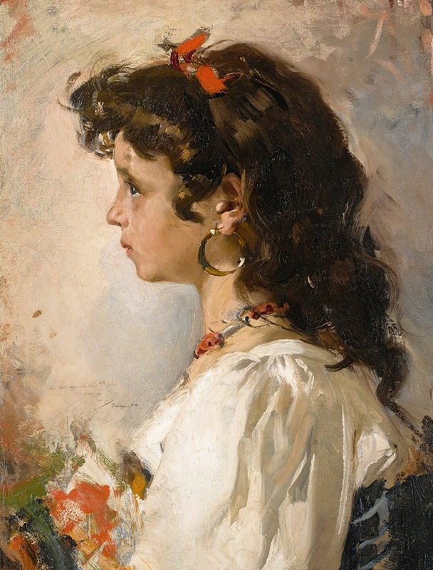 Cabeza de italiana by Joaquín Sorolla features a woman's head in a soft, warm light.