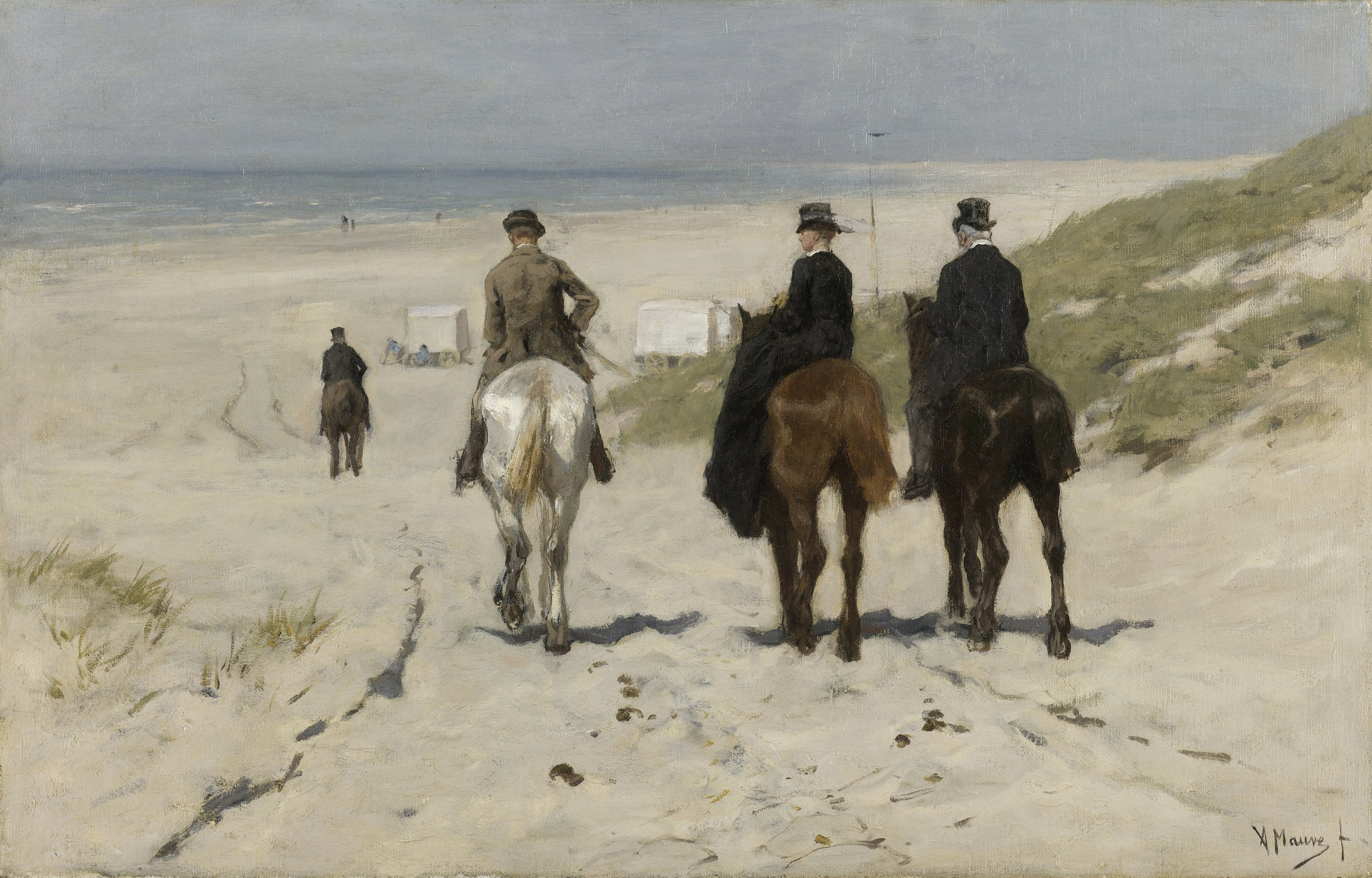 Morning Ride along the Beach, by Anton Mauve, public domain