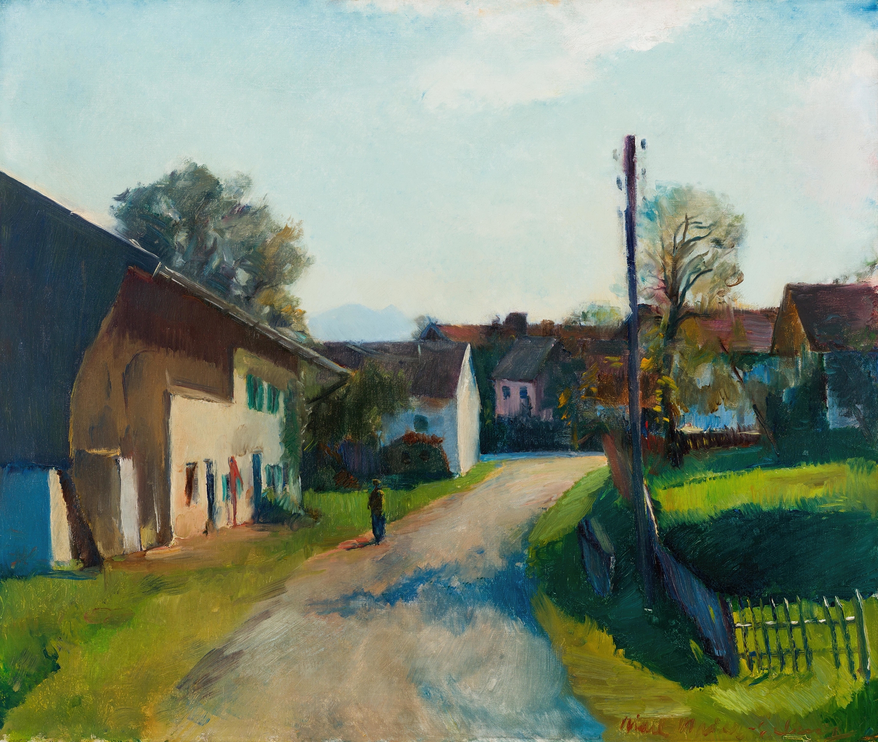 Ortsstraße in Gstadt am Chiemsee by Hiasl Maier-Erding, impressionist landscape