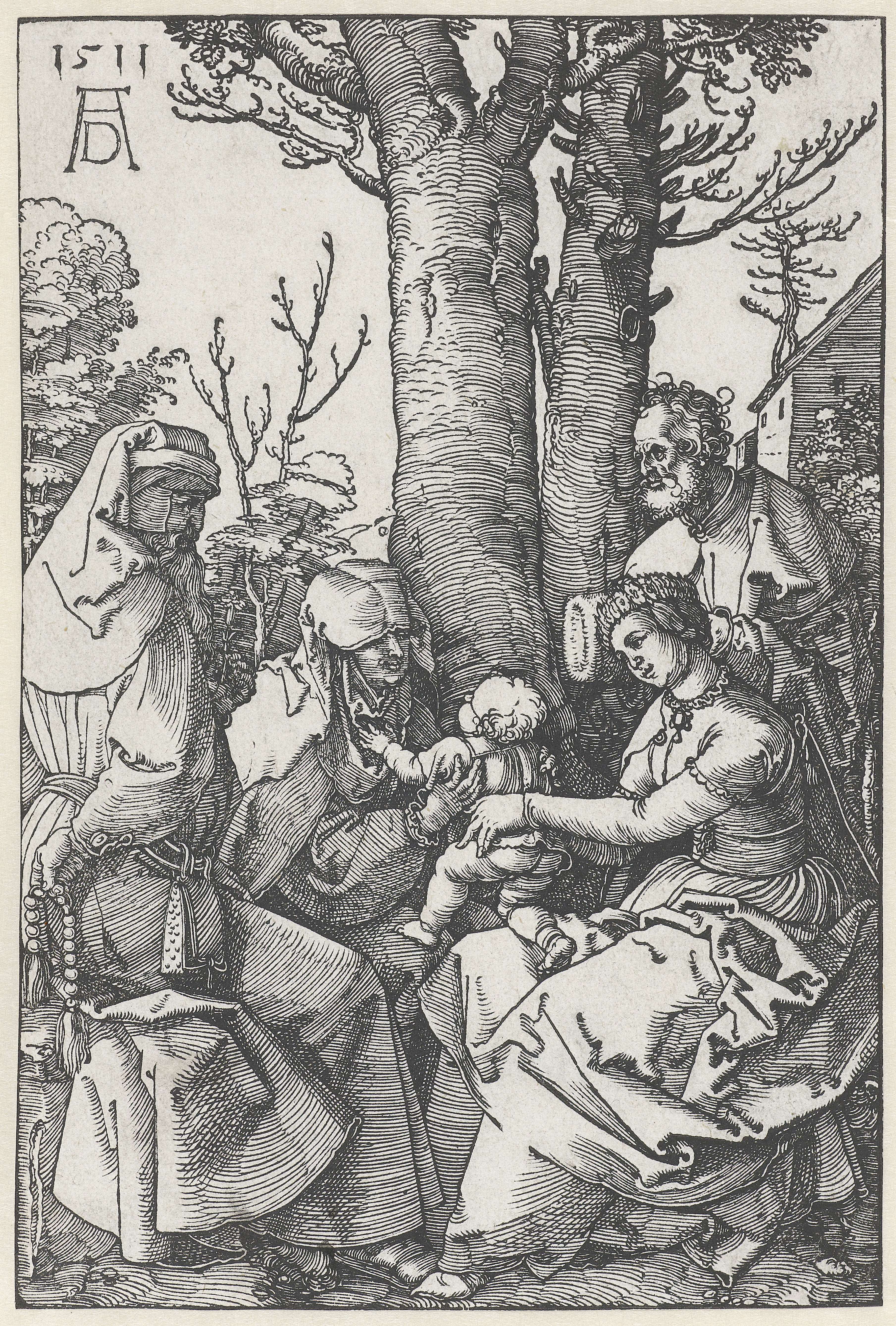 Religious scene with the Holy Family, etching by Albrecht Dürer