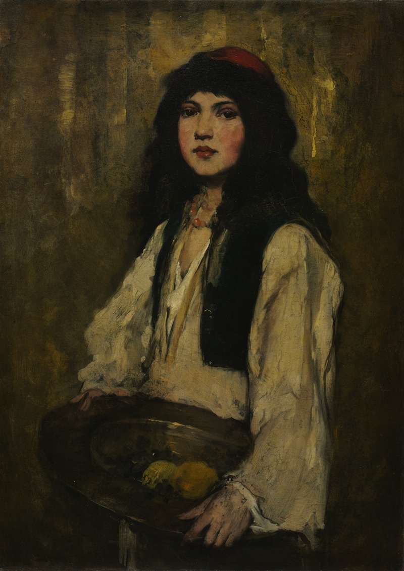 A portrait of a young Venetian girl by Frank Duveneck.