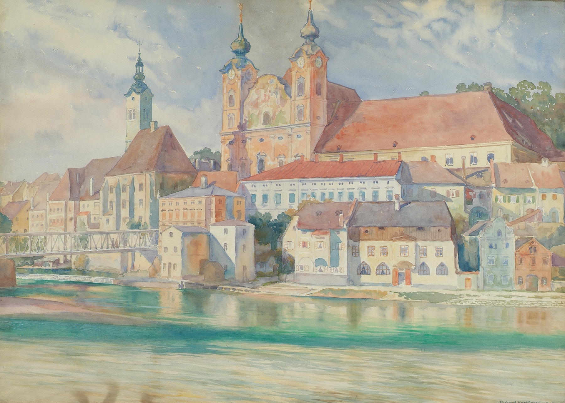 Architecture of Michaelerkirche in Steyr by Richard Harlfinger, medium unknown