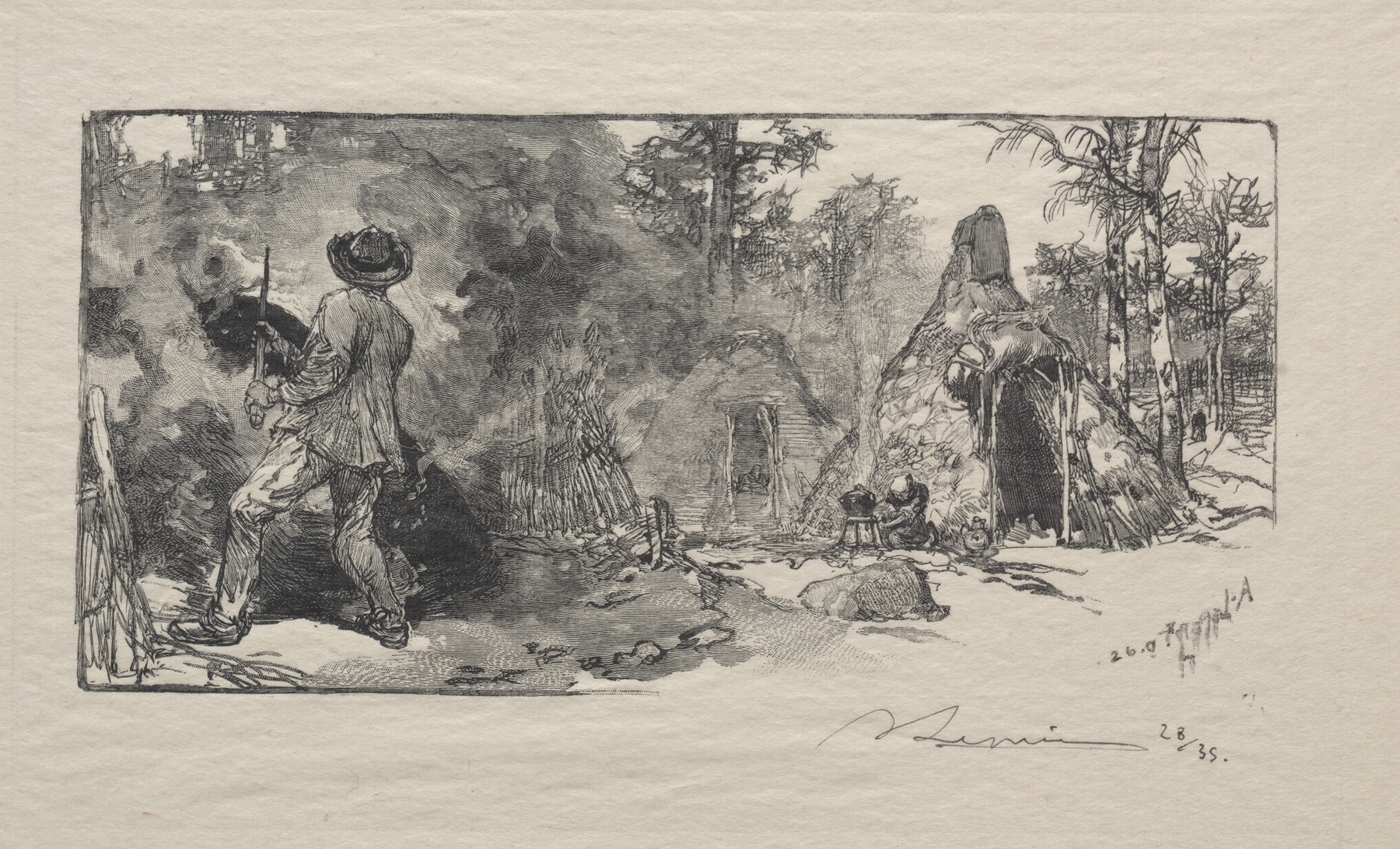 Les Charbonniere, by Auguste Louis Lepère, public domain
