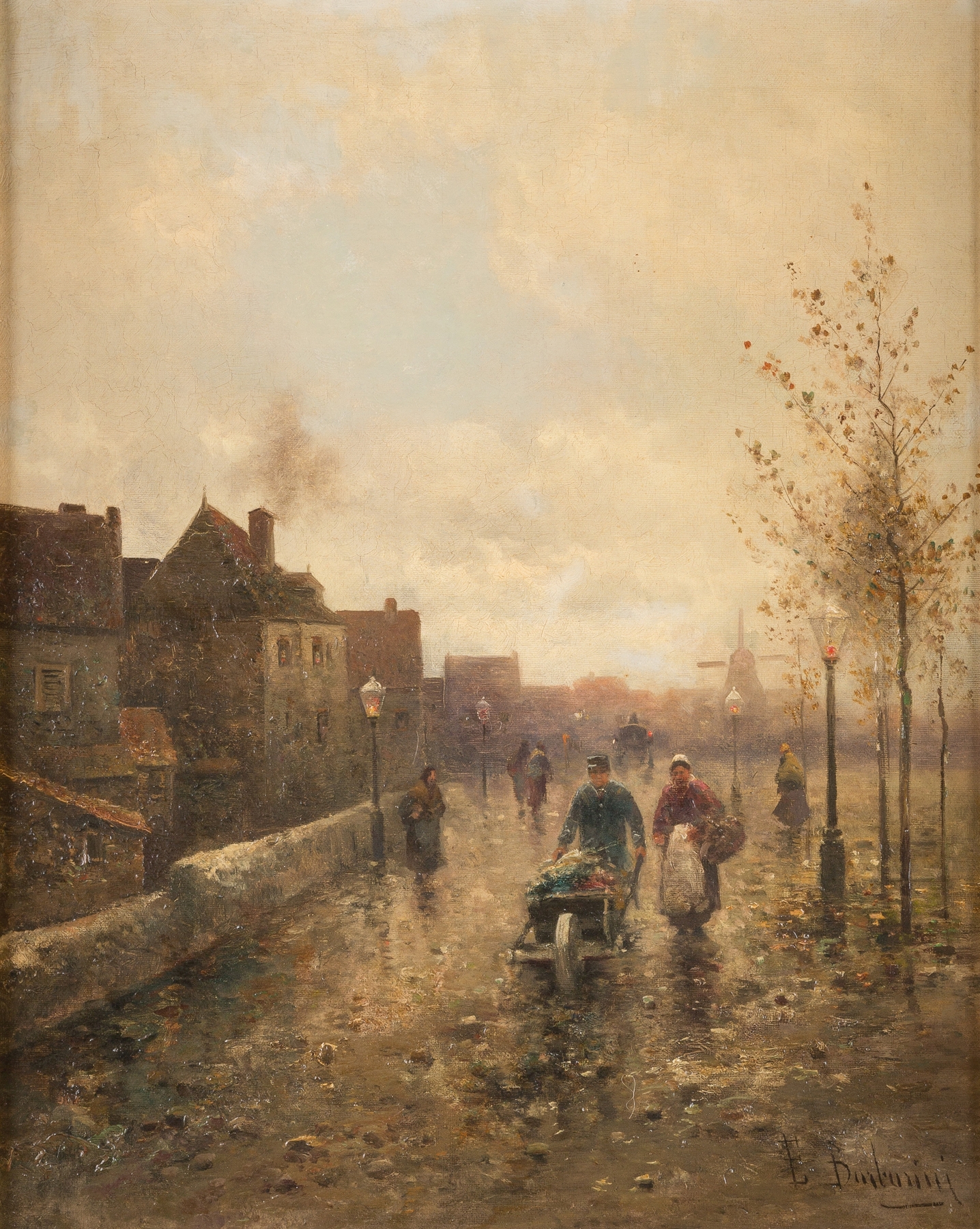 Landscape featuring soft blues and greens by Emil Barbarini, Impressionism