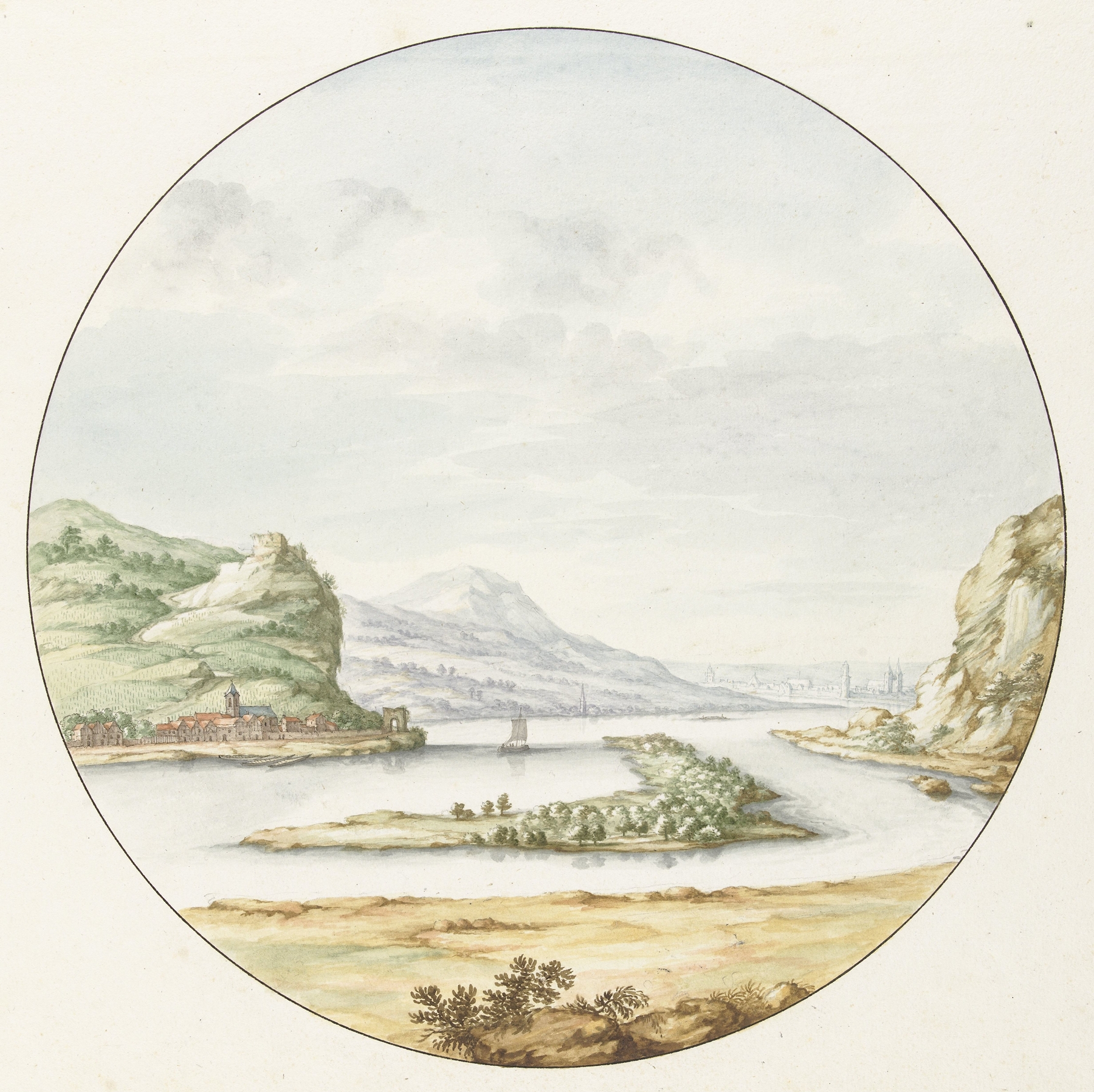 Landscape of the Rhine River by Jan van Call the elder, oil on canvas