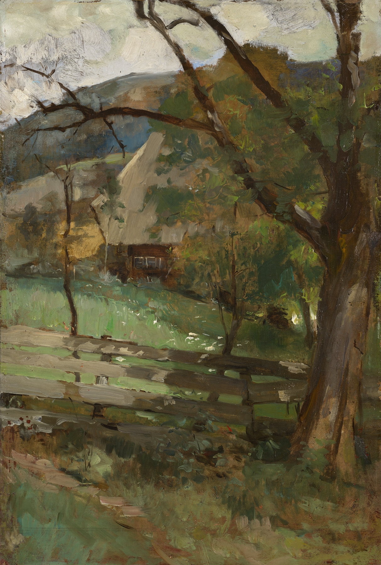 Black Forest landscape with house, oil painting by Franz Xaver Gräßel
