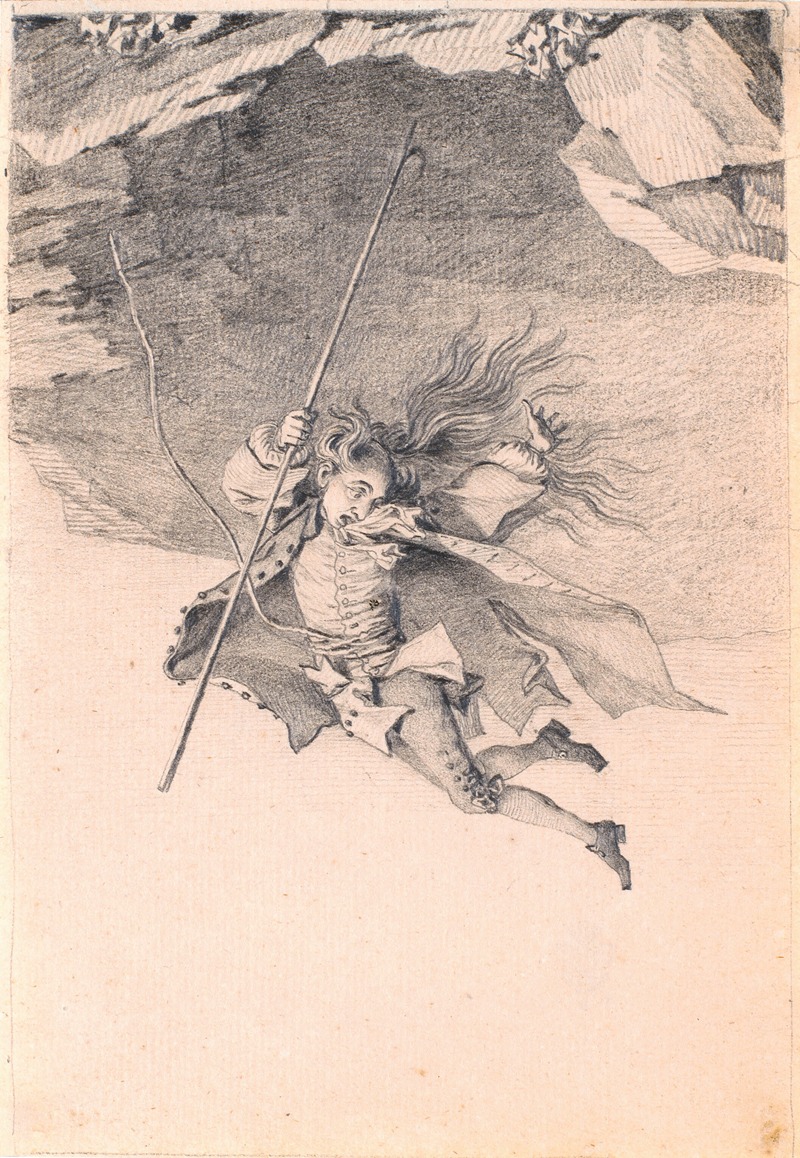 Jens Juel's painting depicts Niels Klim's descent into the underworld.