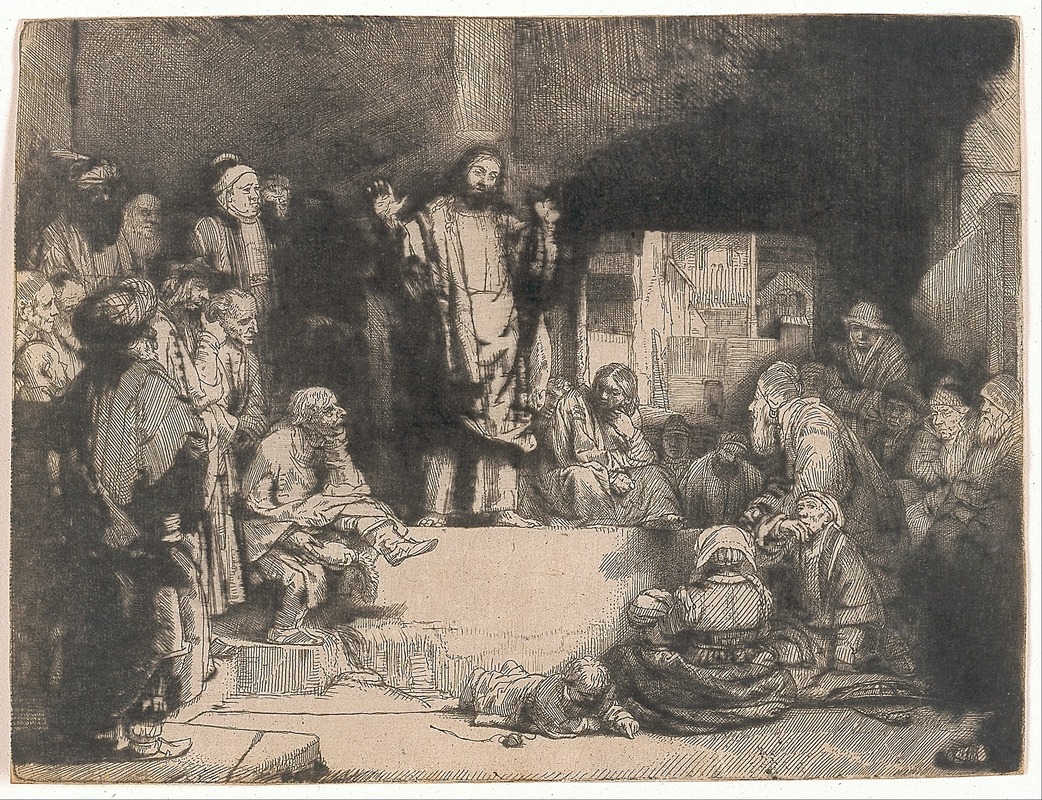 Rembrandt's 'Christ Preaching' captures a moment of spiritual reflection.