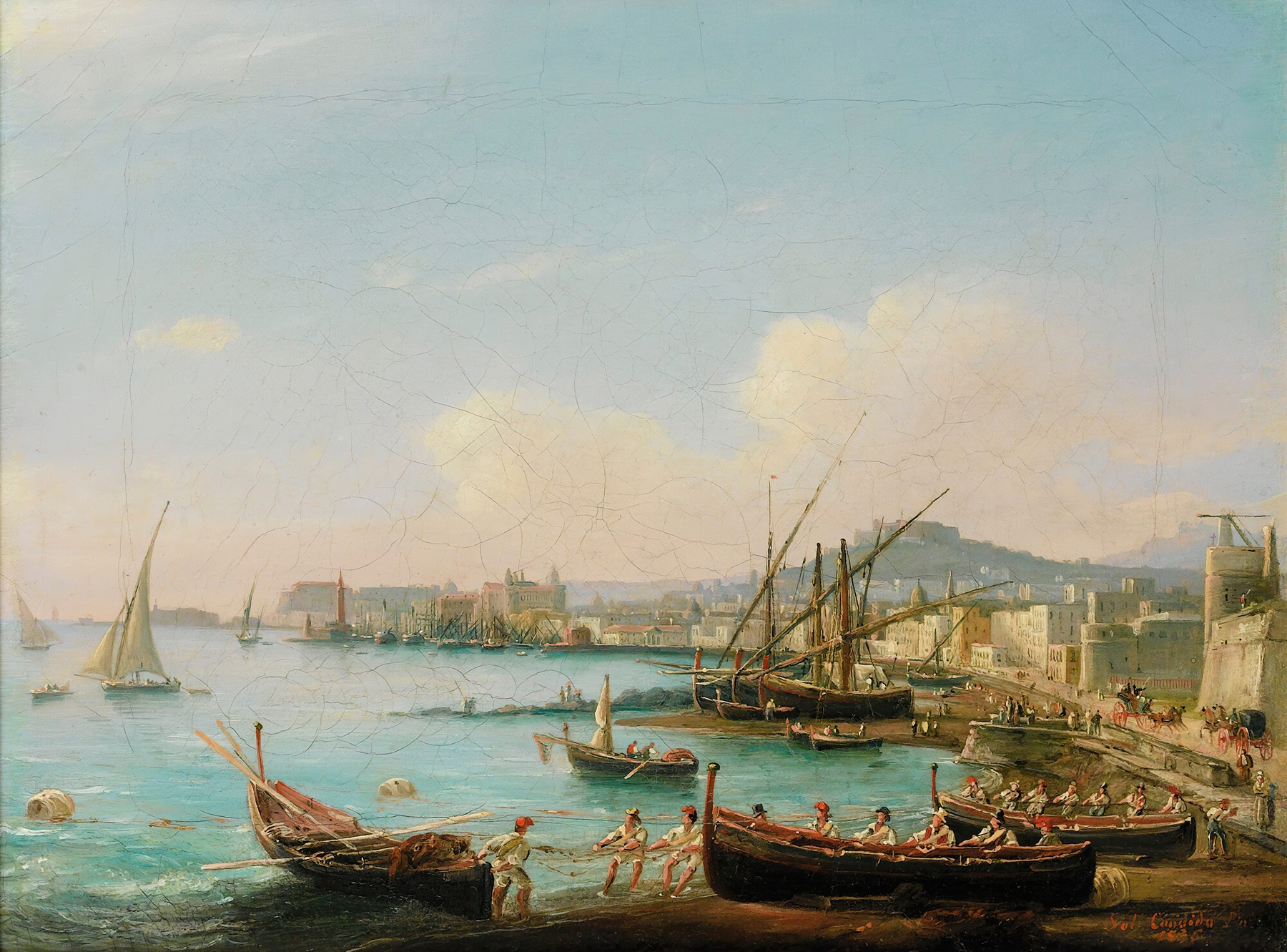 View of the bay of Naples, oil on canvas by Salvatore Candido