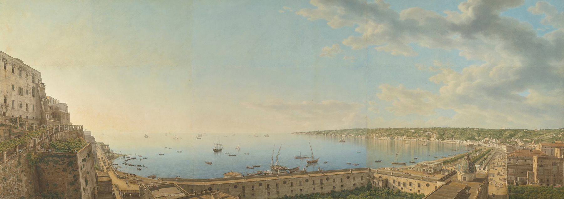 A View of the Bay of Naples, Looking Southwest from the Pizzofalcone towards Capo di Posilippo, by Giovanni Battista Lusieri, public domain